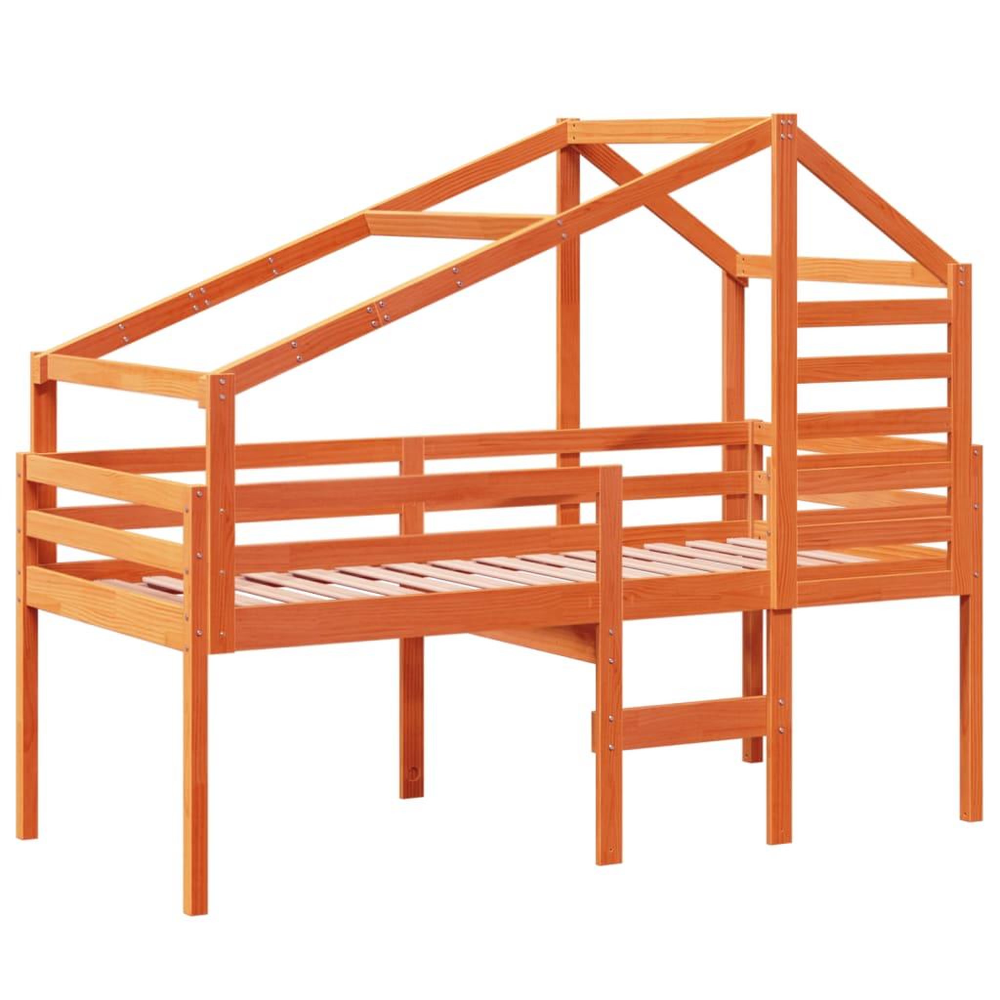 Voir la diapositive 3 : VIDAXL Lit haut sans matelas cire marron 80x200 cm bois de pin massif