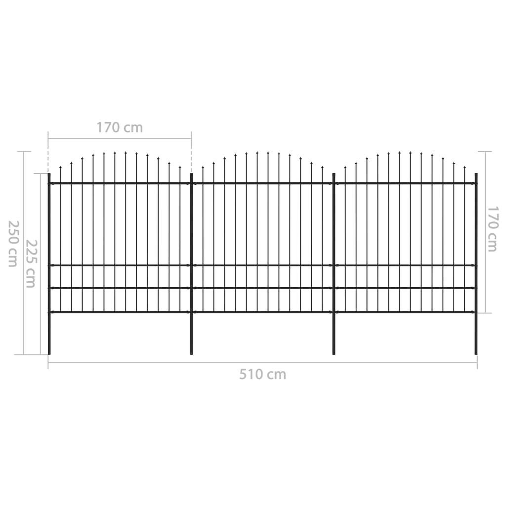 Voir la diapositive 5 : VIDAXL Cloture de jardin a dessus en lance Acier (1,75-2)x5,1 m Noir
