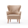 Voir la diapositive 1 : CONCEPT USINE Fauteuil en velours beige avec accoudoirs SMITH