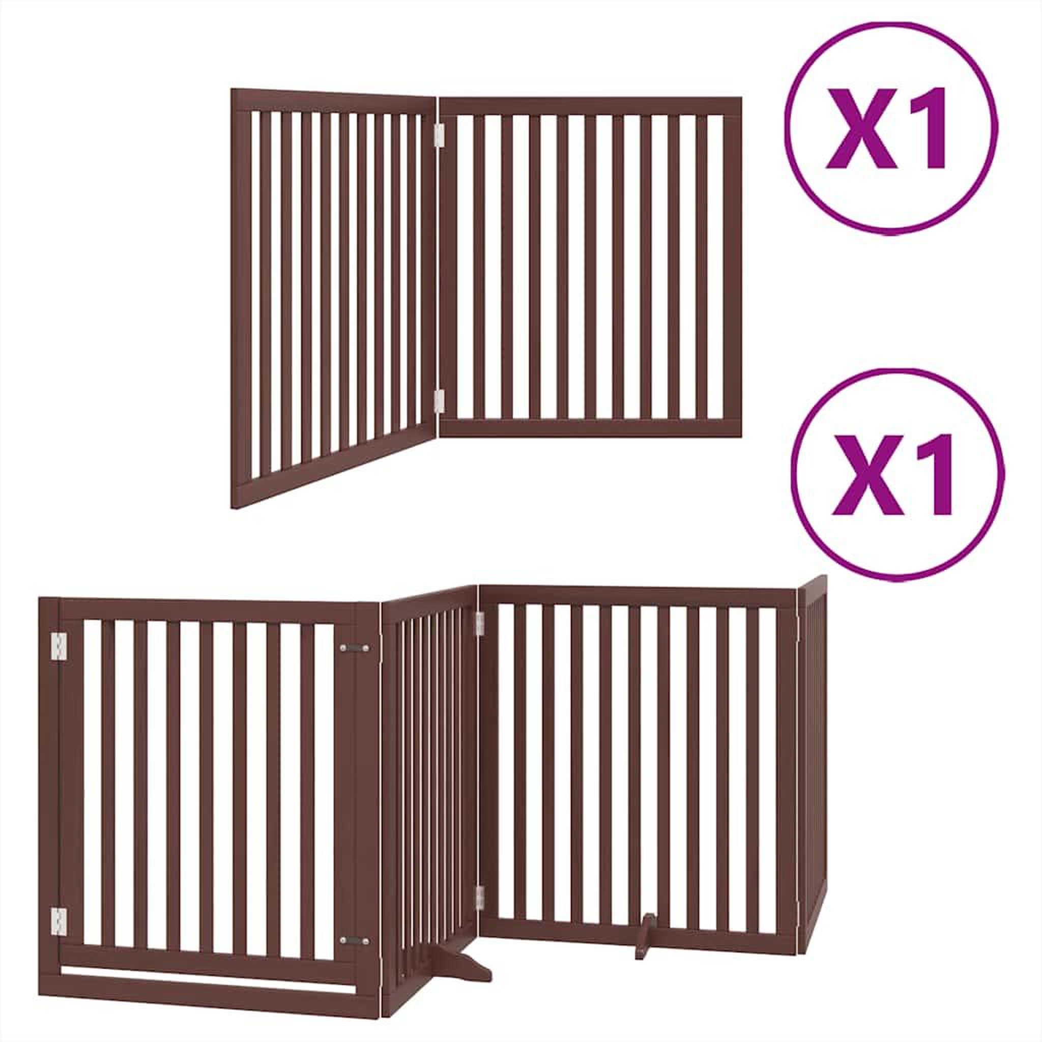 Voir la diapositive 2 : VIDAXL Barriere pour chien avec porte pliable 6 panneaux bois peuplier