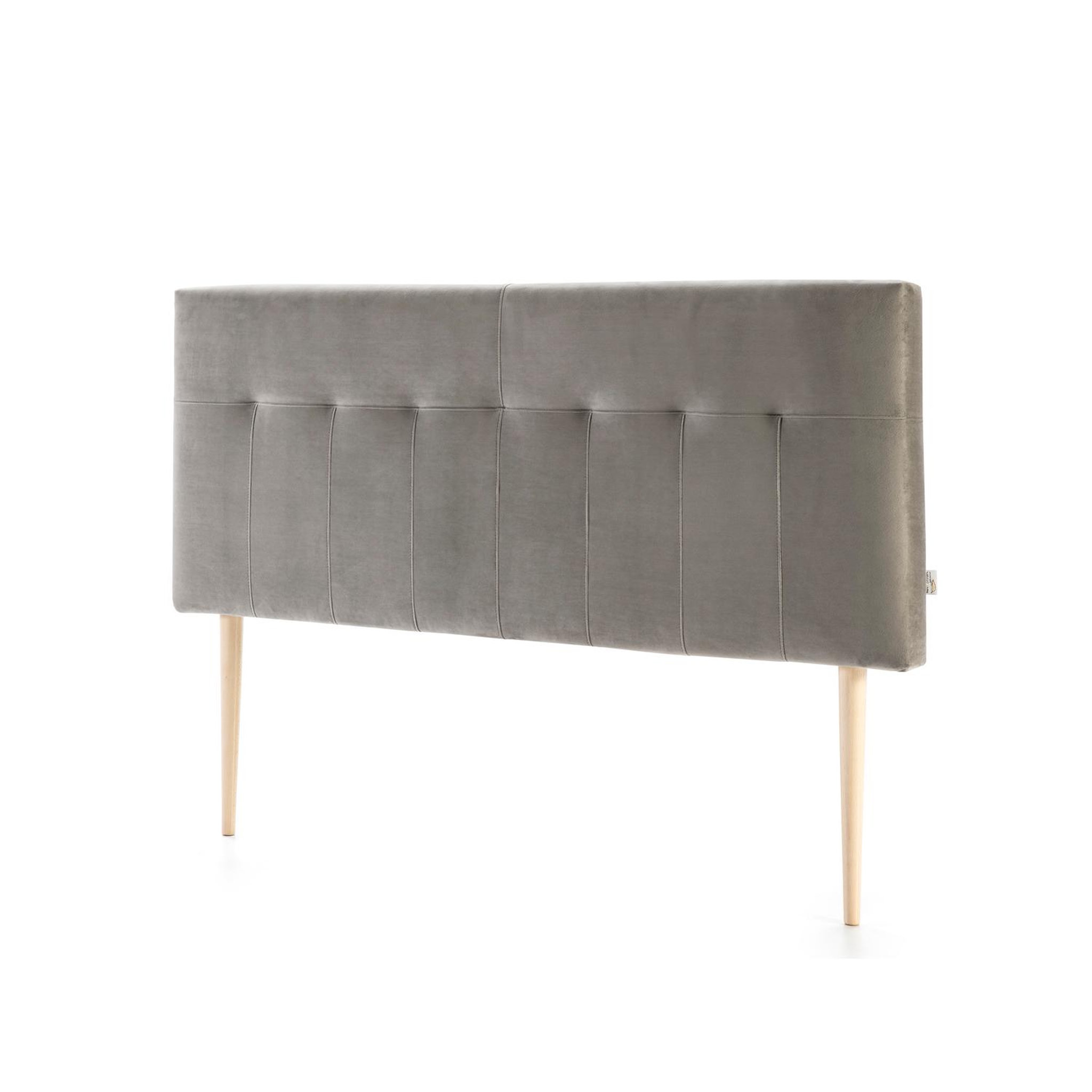 Voir la diapositive 2 : MARCKONFORT Tête de lit tapissée Napoles 160x100 cm Gris, Velours, Pieds en Bois