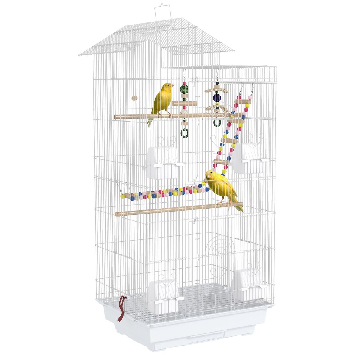 PAWHUT Cage à oiseaux volière 46 x 36 x 100 cm - 2 portes, 9 trappes, plateau déjection, nombreux accessoires