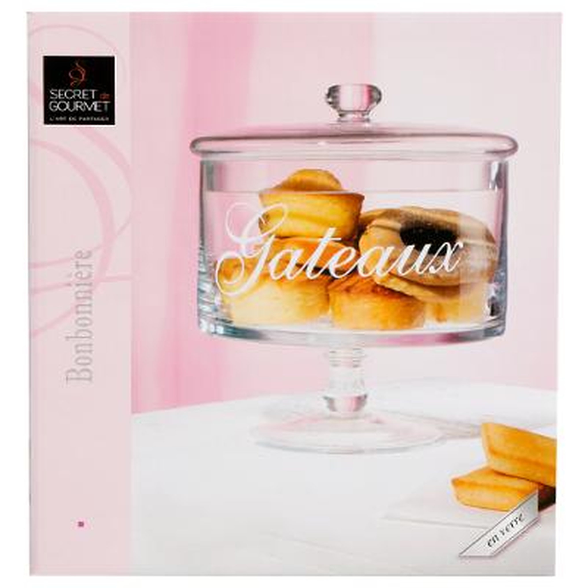 Voir la diapositive 2 : SECRET DE GOURMET Bonbonnière sur pied en verre pour gâteaux
