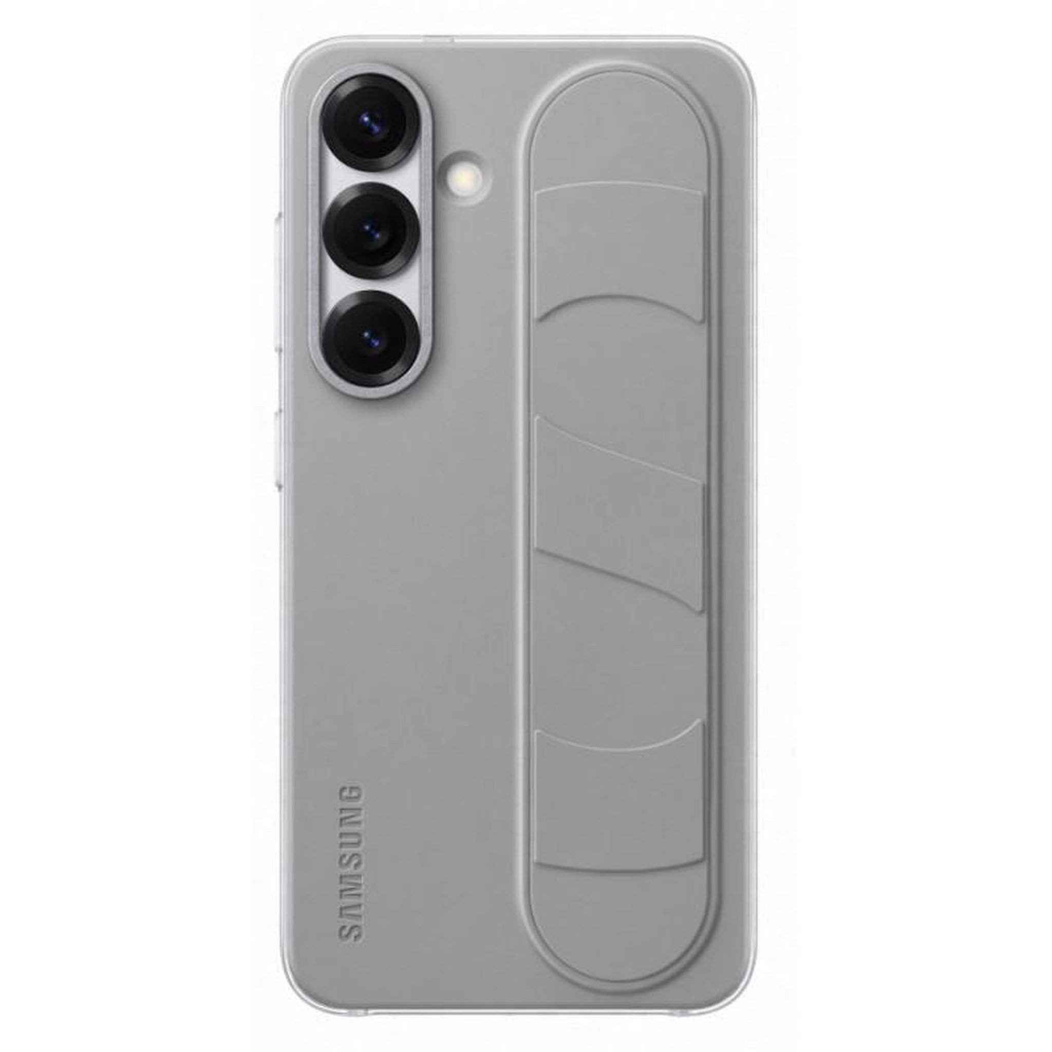 Samsung Coque en silicone avec lanière et support gris pour Samsung Galaxy S25