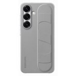 Samsung Coque en silicone avec lanière et support gris pour Samsung Galaxy S25