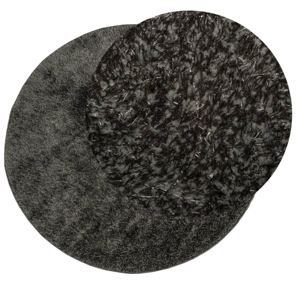 VIDAXL Tapis ISTAN a poils longs aspect brillant anthracite Ø 120 cm