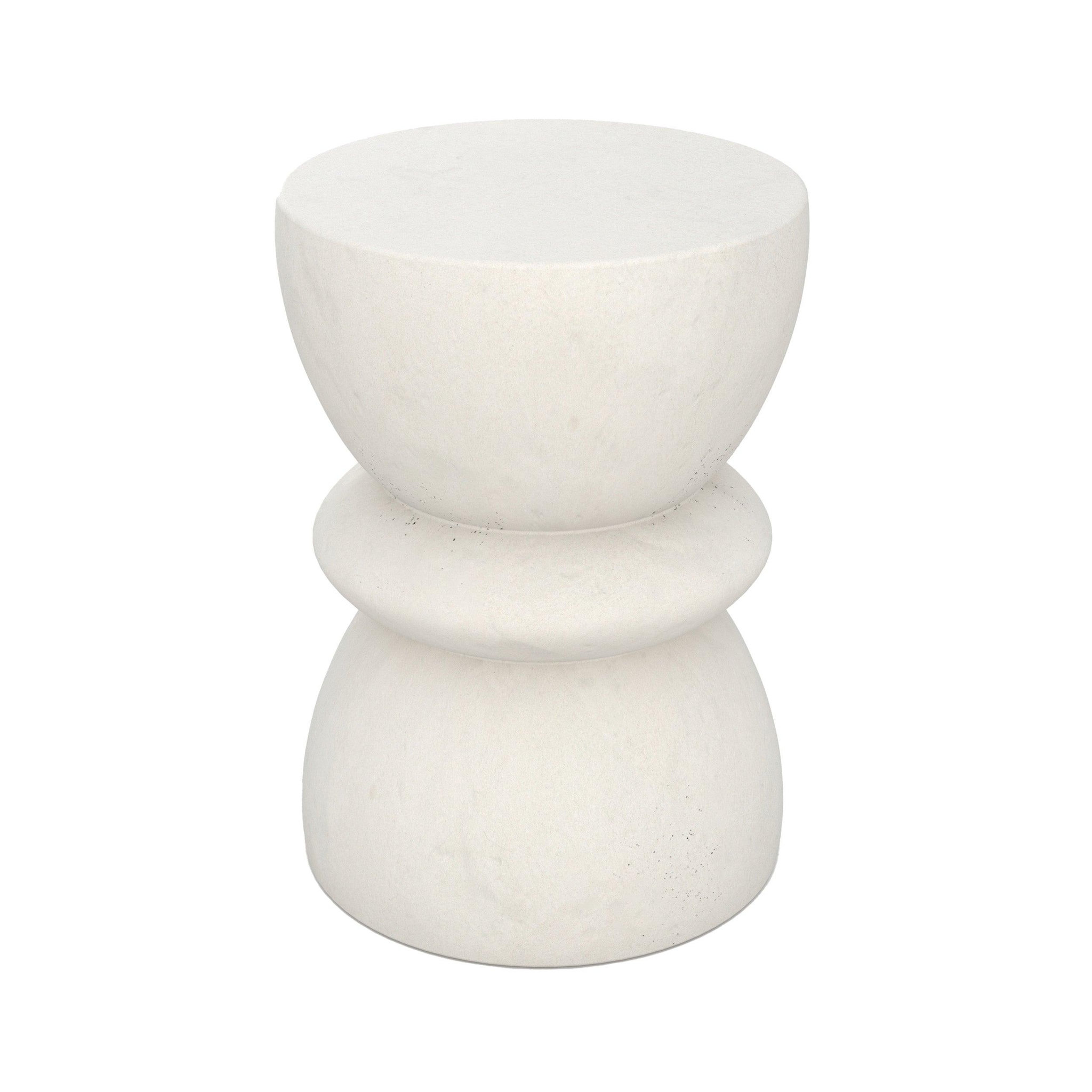 MAISON PAVANE Table d'appoint ronde blanche en fibre d'argile effet béton d35 cm-maupiti