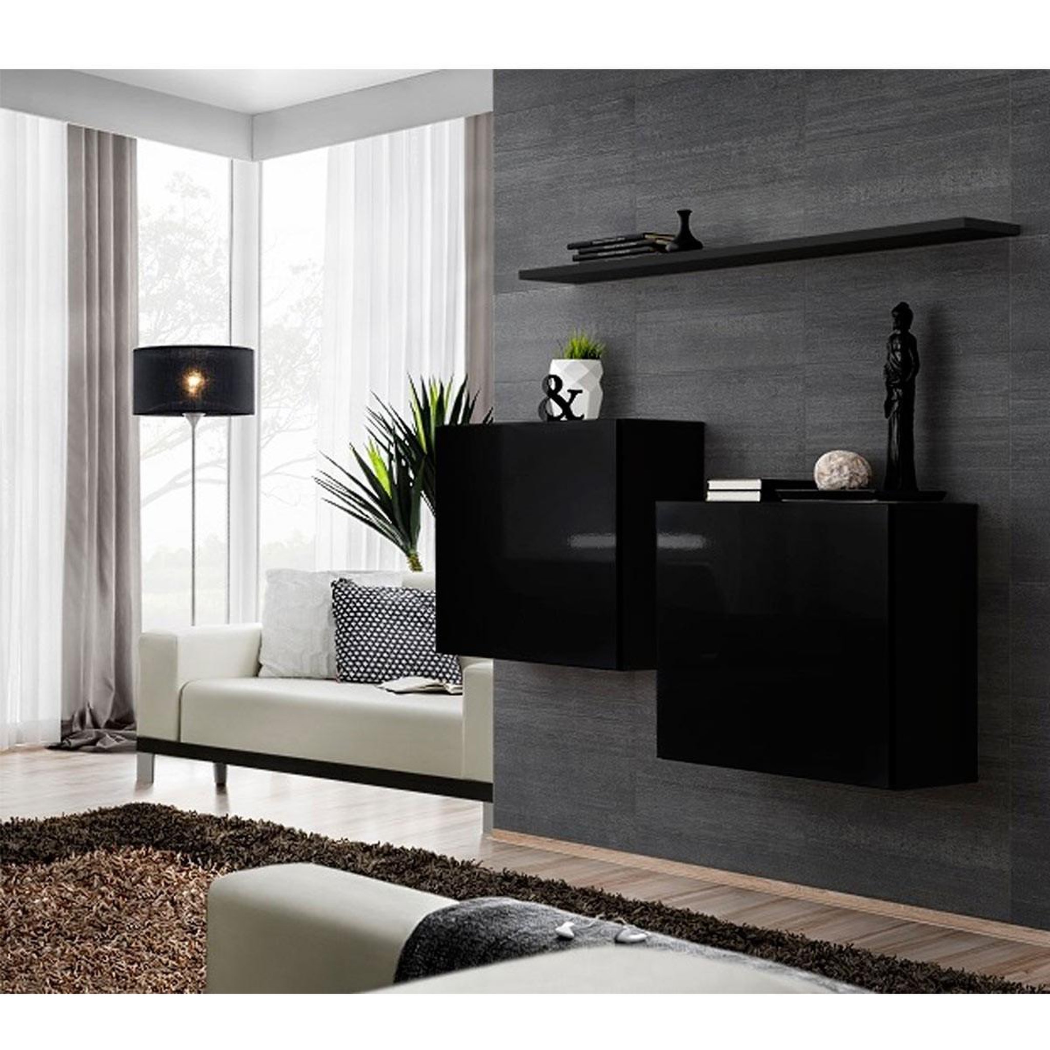 Voir la diapositive 4 : Paris Prix Lot de 2 blocs & étagère  switch sbi  130cm noir