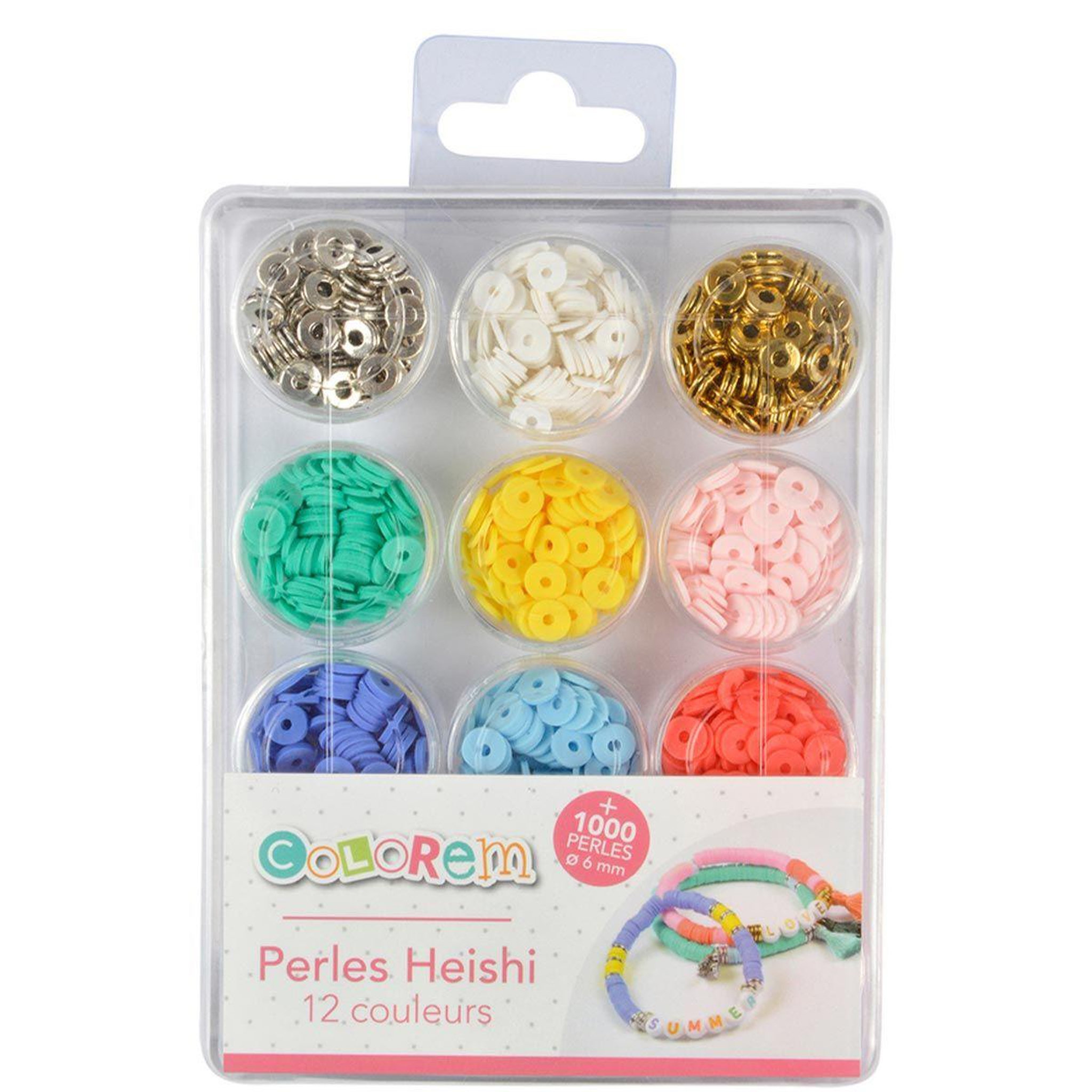 Voir la diapositive 2 : HOMEA Boîte de 1020 Perles  Heishi  0,6cm Multicolore