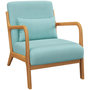 Voir la diapositive 1 : HOMCOM Fauteuil lounge - 3 coussins inclus - assise profonde - accoudoirs - structure bois hévéa - aspect velours turquoise