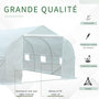 Voir la diapositive 6 : OUTSUNNY Serre tunnel de jardin dim. 4,45L x 2,99l x 2H m porte + 6 fenêtres enroulables acier galvanisé bâche PE haute densité blanc
