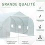 Voir la diapositive 6 : OUTSUNNY Serre tunnel de jardin dim. 4,45L x 2,99l x 2H m porte + 6 fenêtres enroulables acier galvanisé bâche PE haute densité blanc