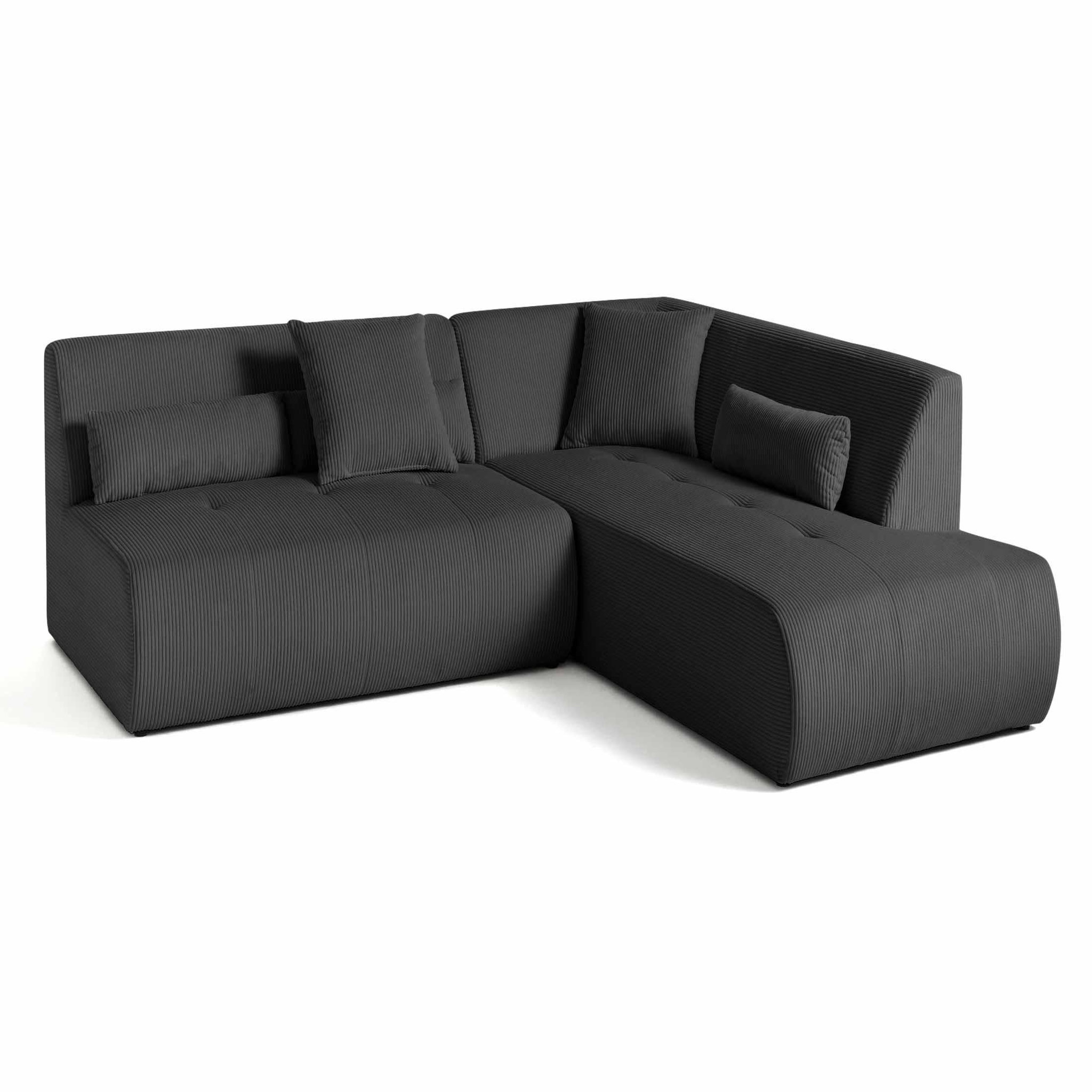 Voir la diapositive 2 : LISA DESIGN Onyx - canapé modulable d'angle droit - 5 places - en velours côtelé