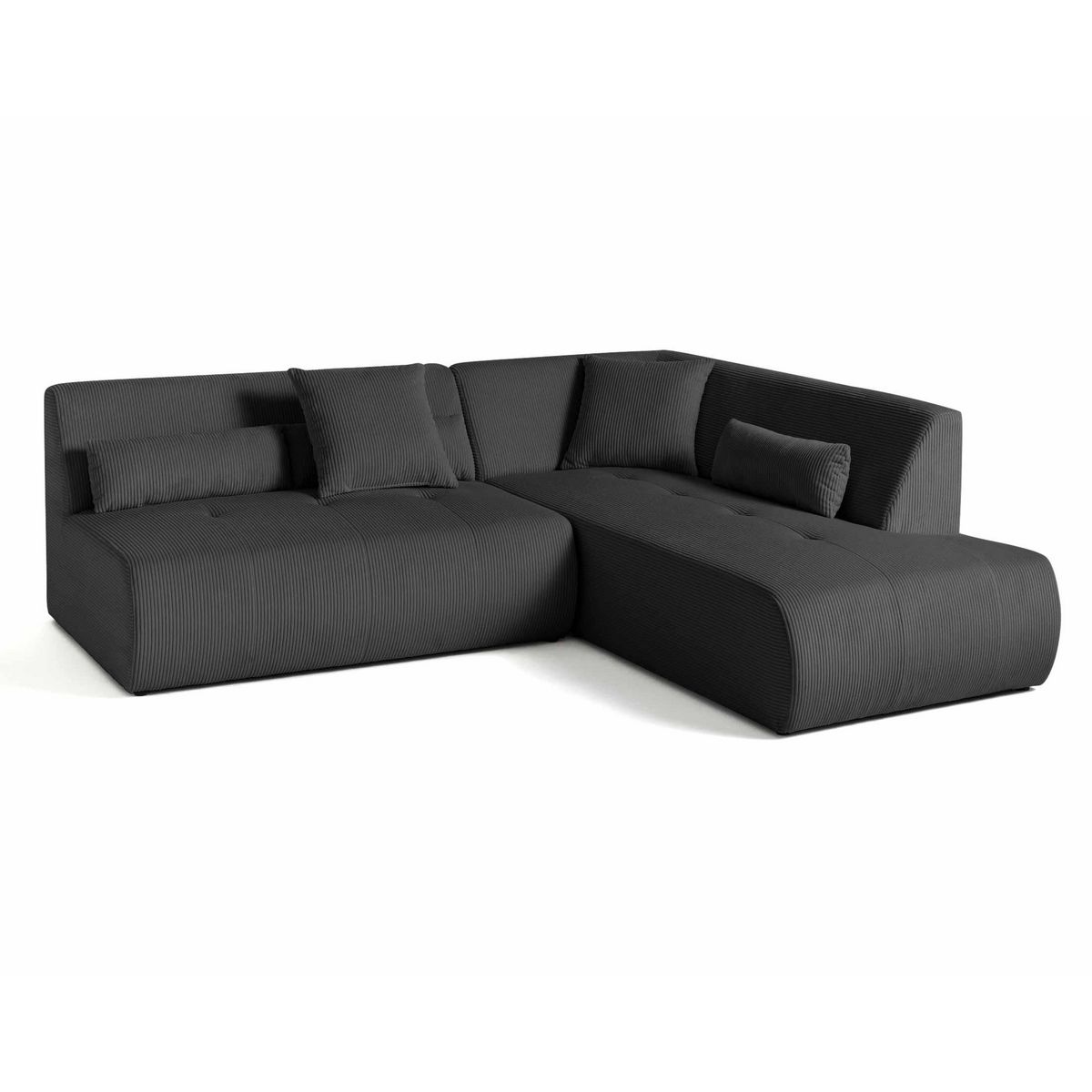 LISA DESIGN Onyx - canapé modulable d'angle droit - 5 places - en velours côtelé