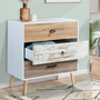 Voir la diapositive 3 : ID MARKET Commode 3 tiroirs BAHIA 75 cm scandinave