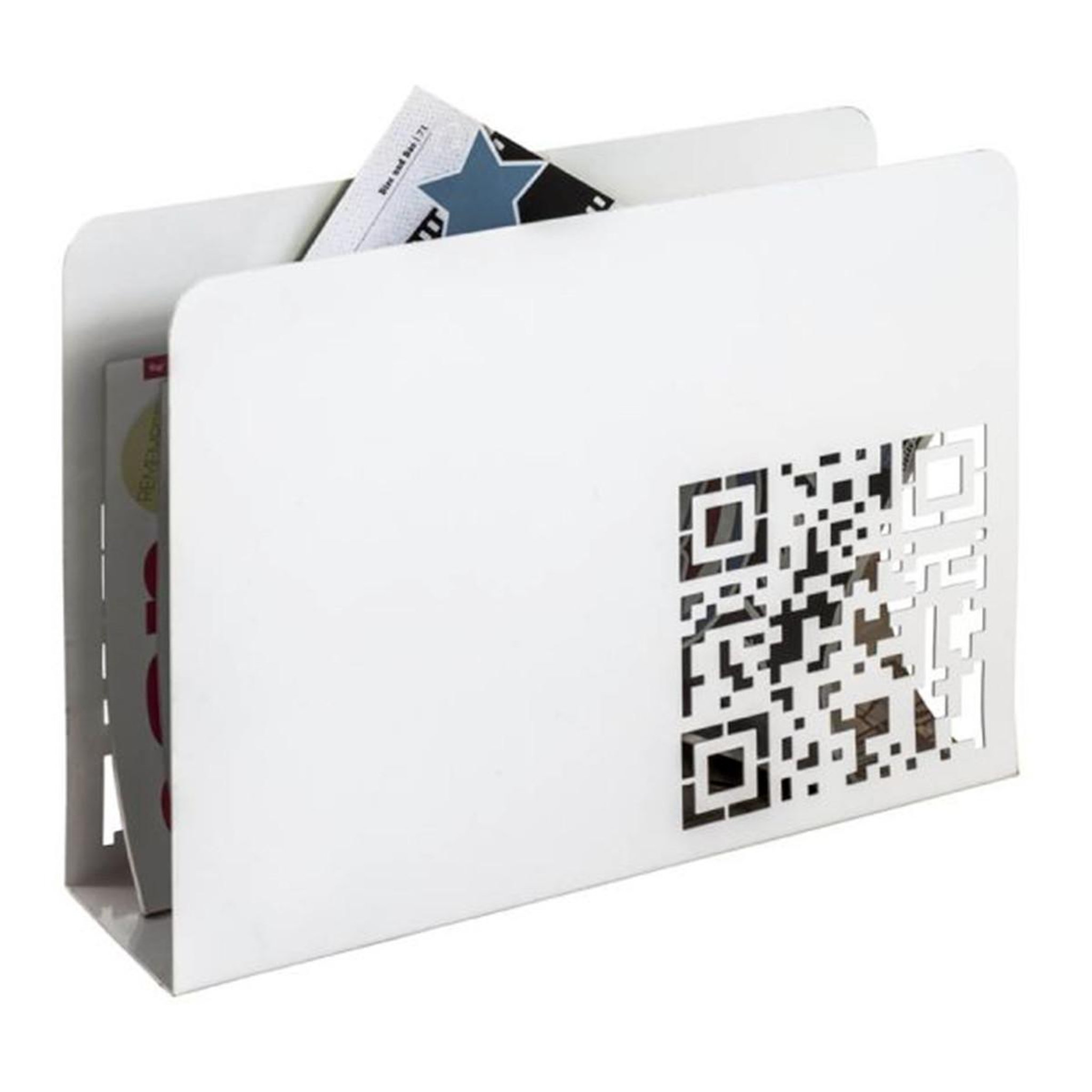 Paris Prix Porte-revues en métal  qr code  35cm blanc