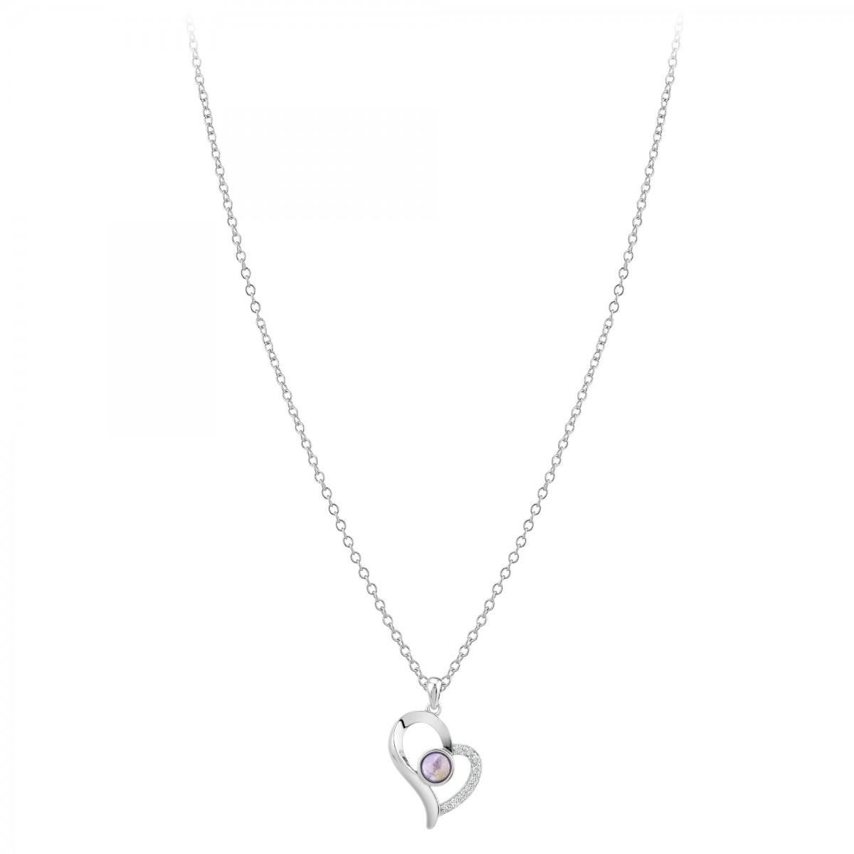 SC CRYSTAL Collier coeur SC Crystal orné de zirconium et d'une pierre améthyste