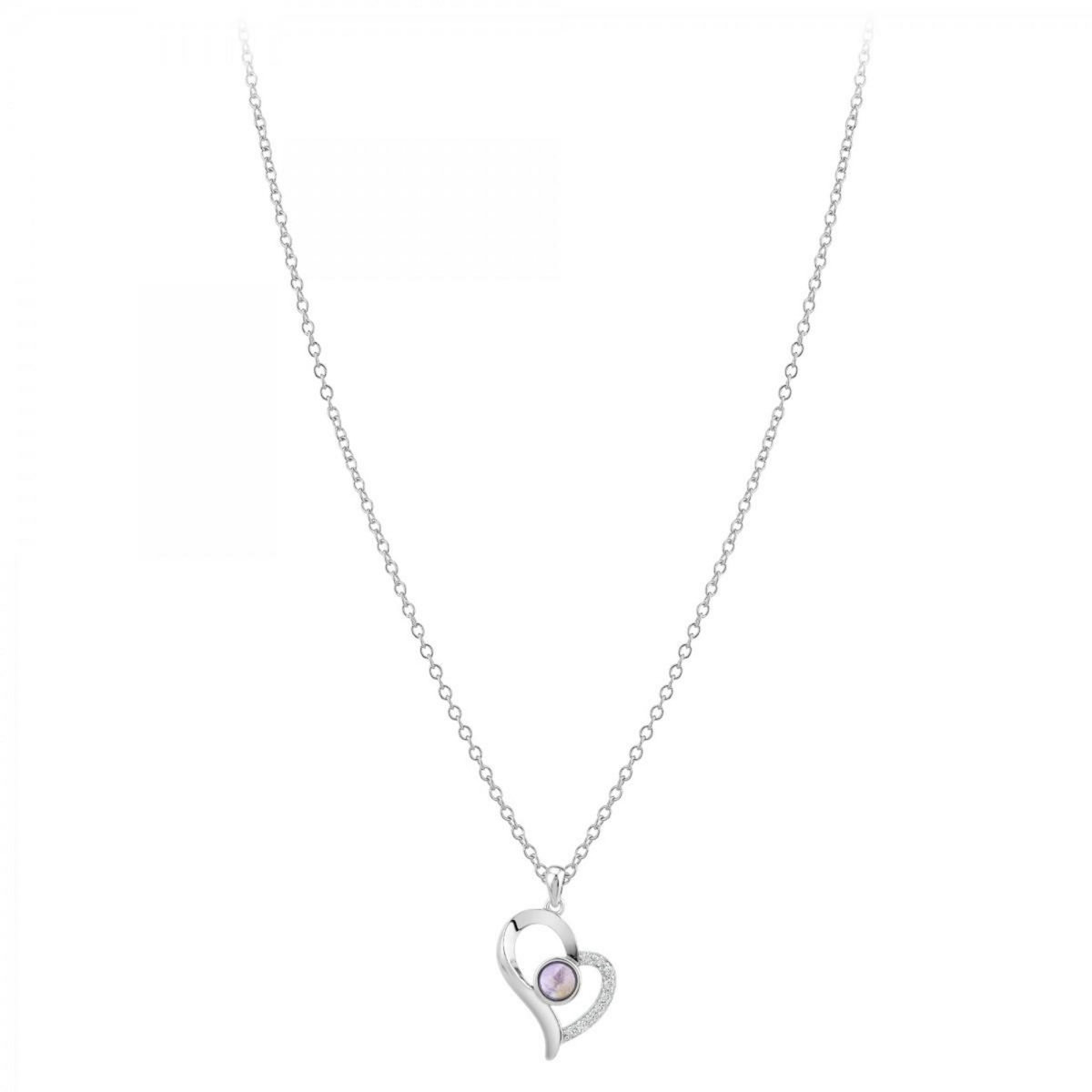 SC CRYSTAL Collier coeur SC Crystal orné de zirconium et d'une pierre améthyste