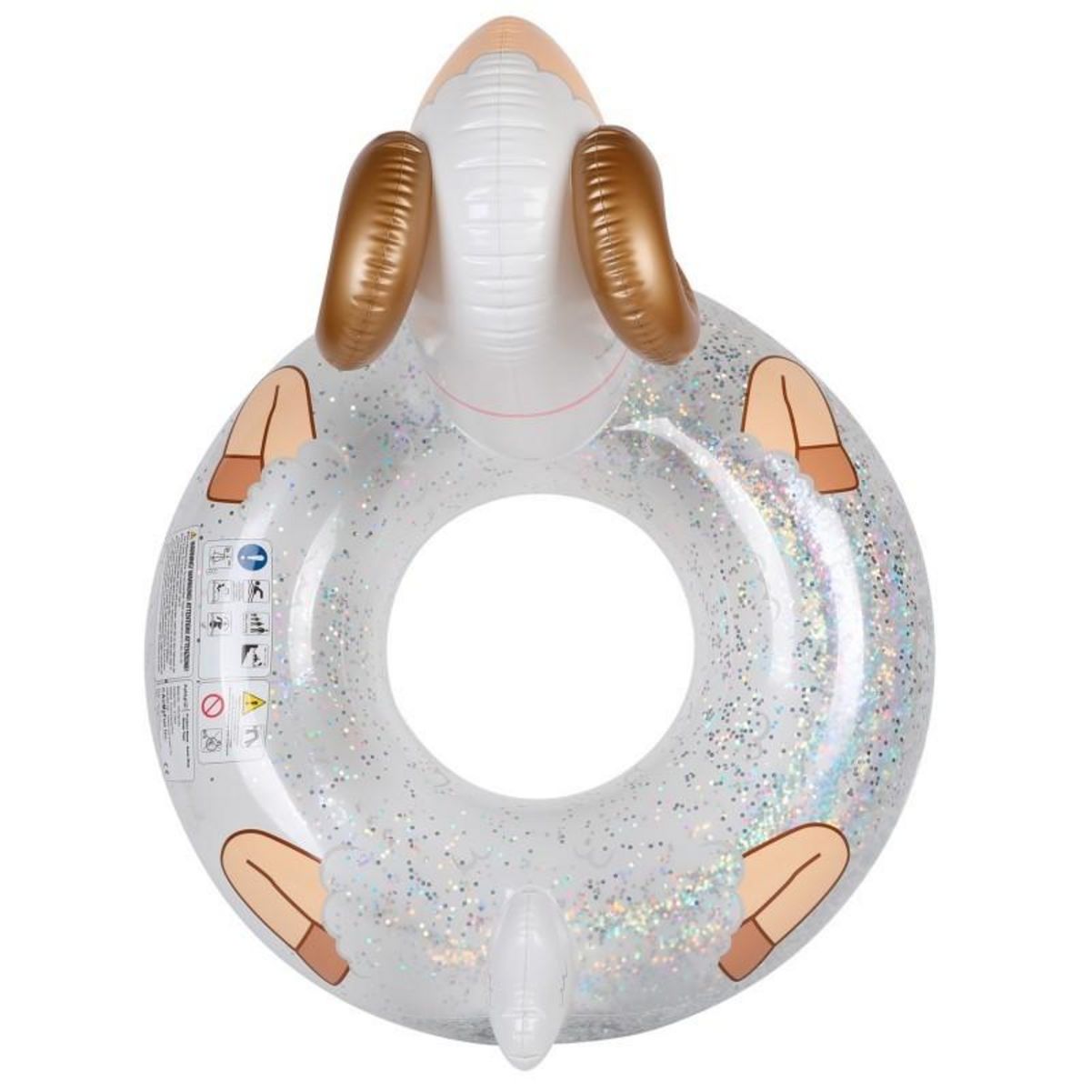 AIRMYFUN Bouée Gonflable Ronde XXL pour Piscine & Plage Ultra Confort, Flotteur Deluxe - Mouton A Paillettes ø115cm