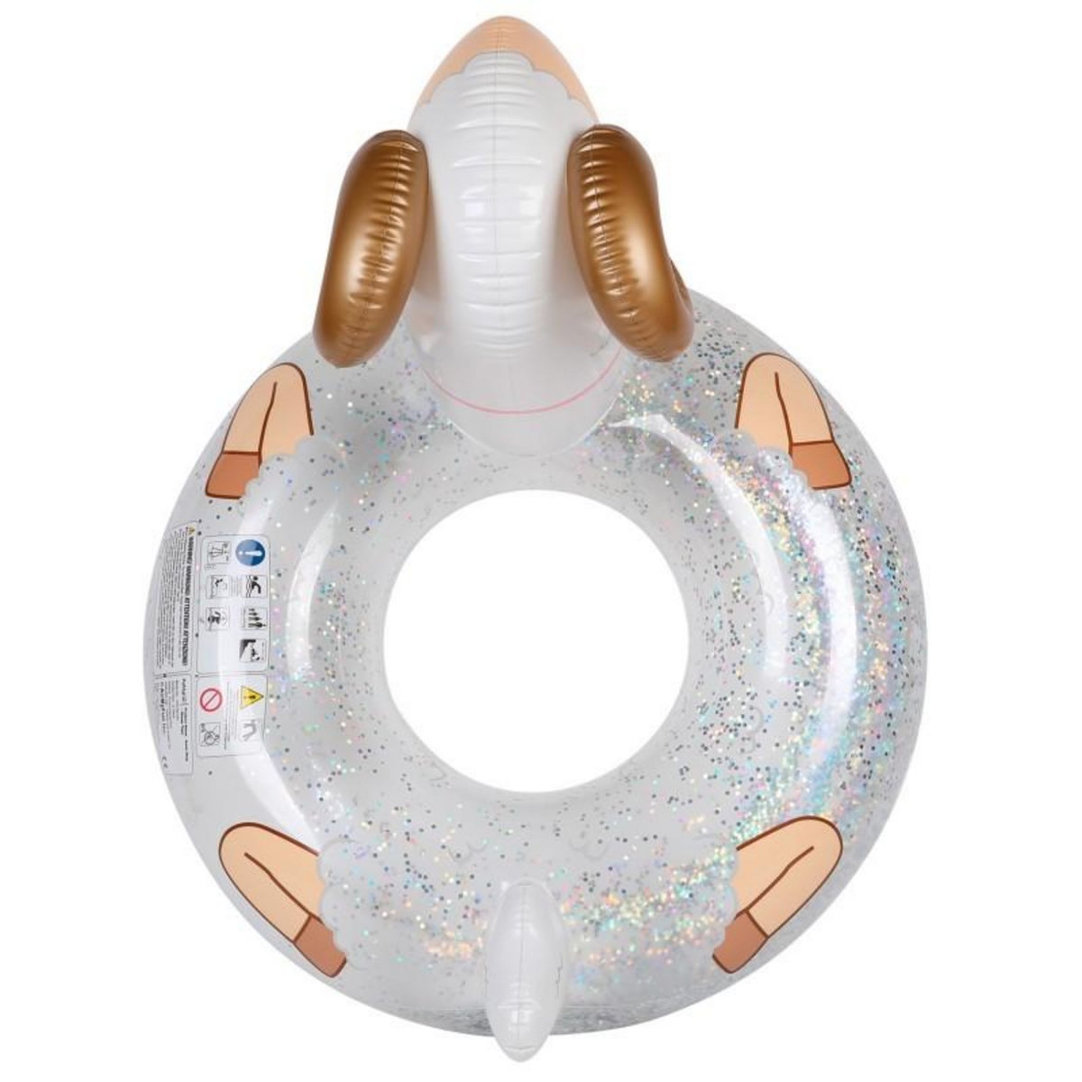 AIRMYFUN Bouée Gonflable Ronde XXL pour Piscine & Plage Ultra Confort, Flotteur Deluxe - Mouton A Paillettes ø115cm