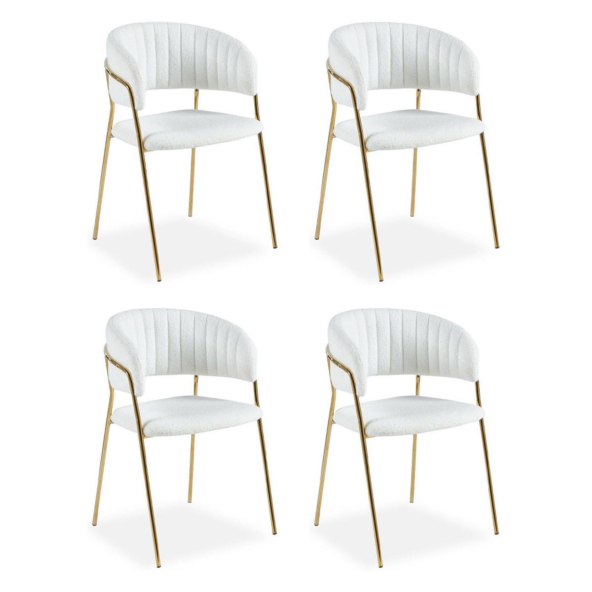 Paris Prix Lot de 4 chaises en bouclette  batora  79cm crème & or
