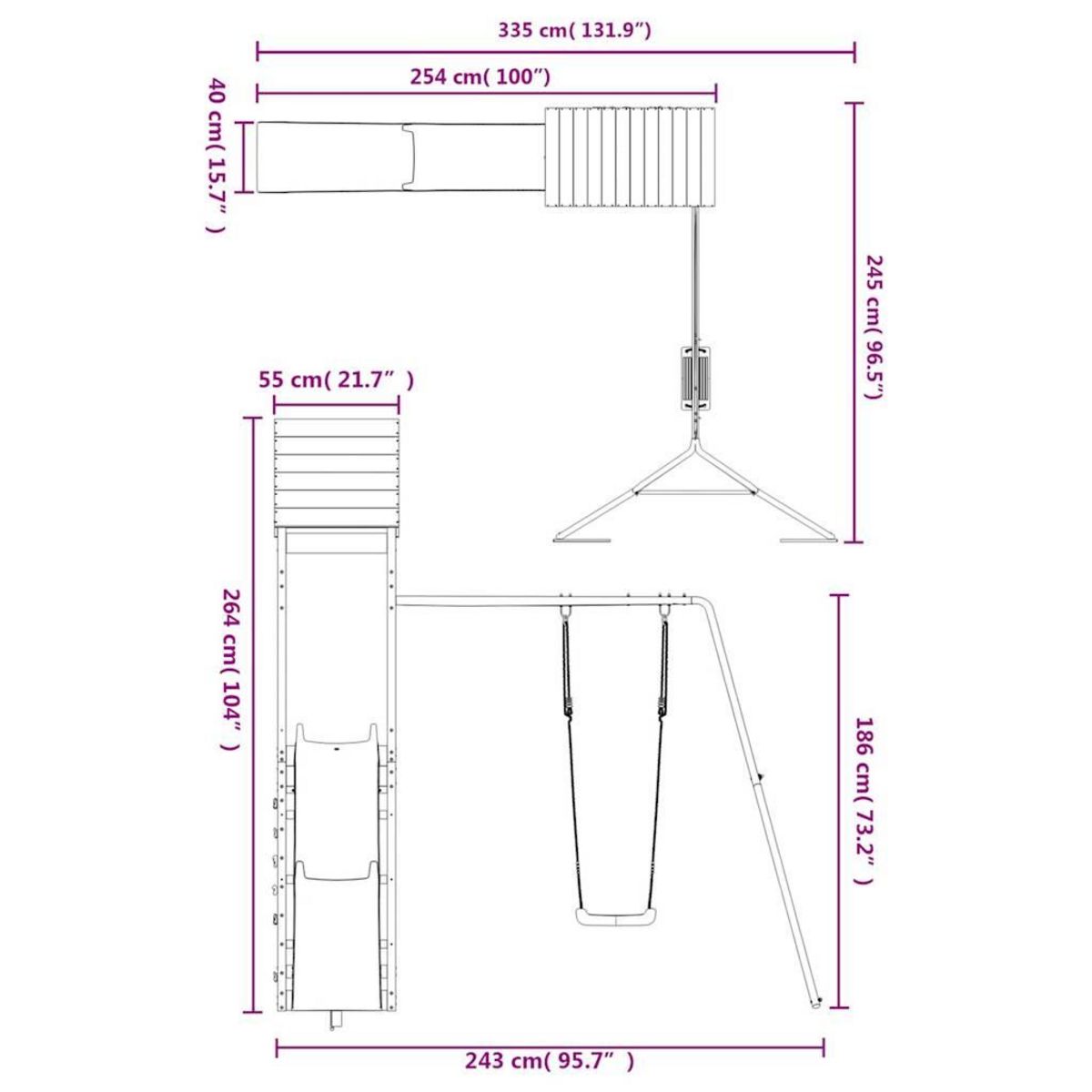 VIDAXL Aire de jeux d'exterieur bois de pin massif