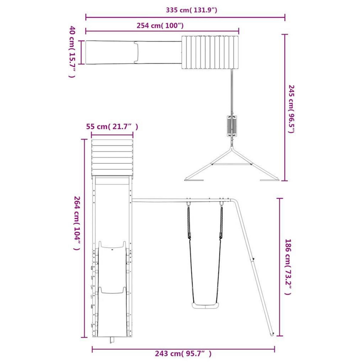 VIDAXL Aire de jeux d'exterieur bois de pin massif
