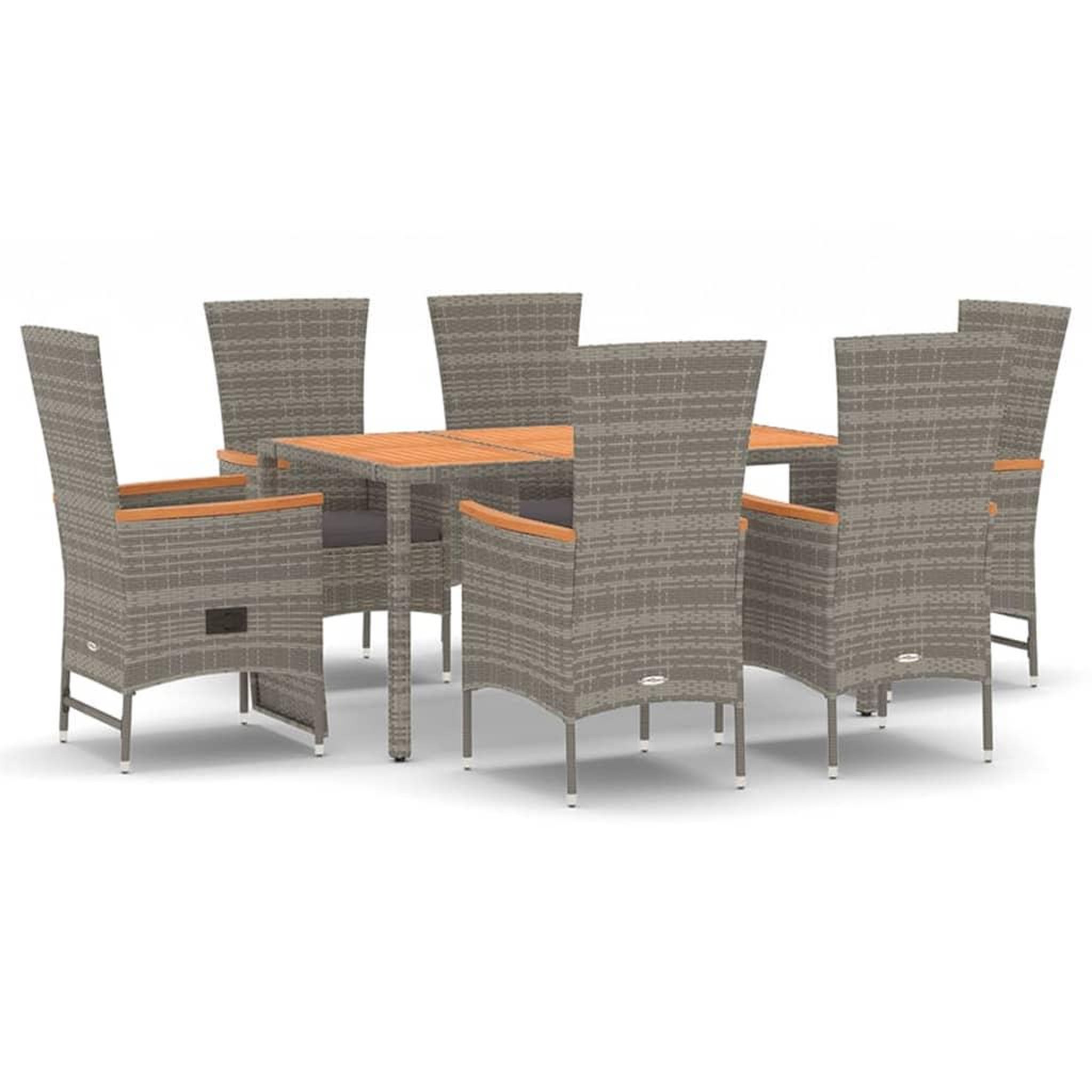 Voir la diapositive 2 : VIDAXL Ensemble a manger de jardin et coussins 7 pcs gris rotin