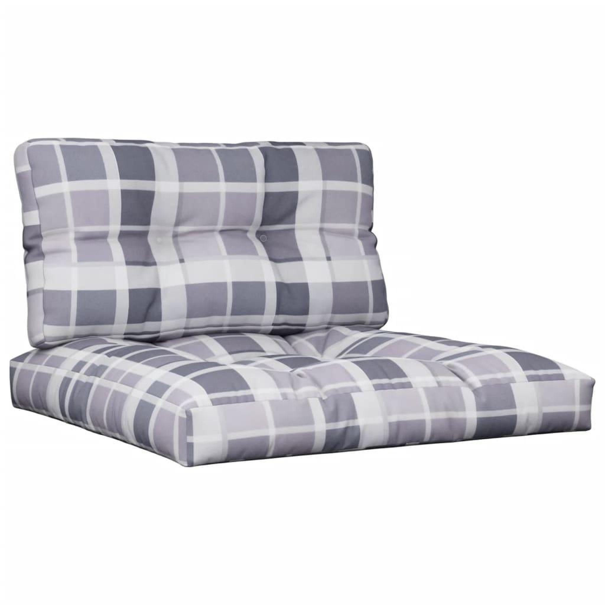 Voir la diapositive 2 : VIDAXL Coussins de palette lot de 2 motif a carreaux gris tissu