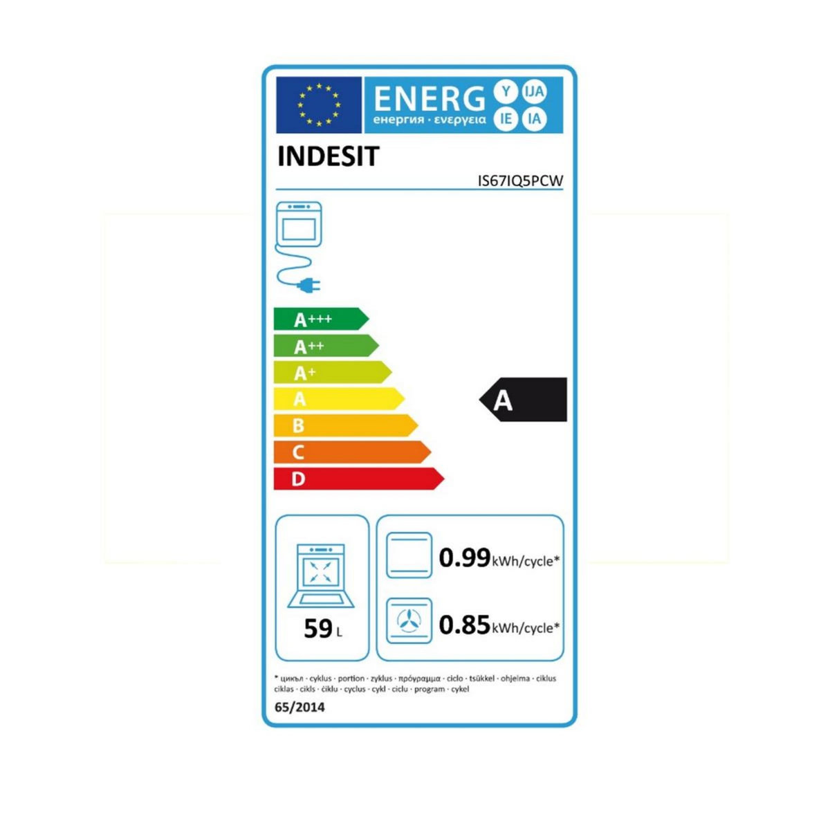 Indesit Cuisinière induction a 59l 3 feux blanc - IS67IQ5PCW