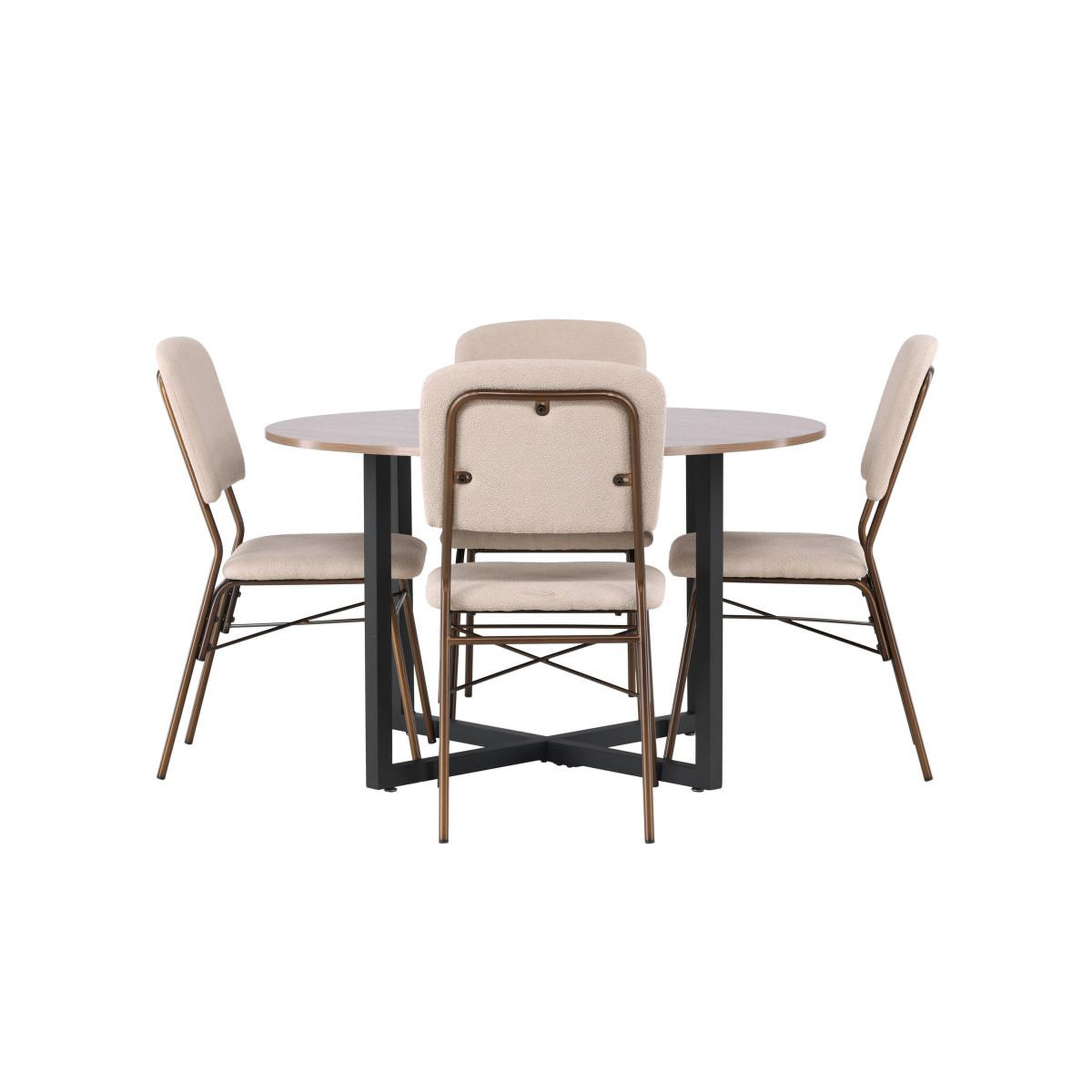Voir la diapositive 2 : Paris Prix Ensemble table à manger & 4 chaises  durango & rosie  120cm noyer & beige