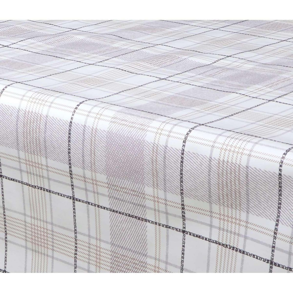 HABITABLE Nappe en toile cirée rectangulaire Carreau - 140 x 200 cm - Ecru