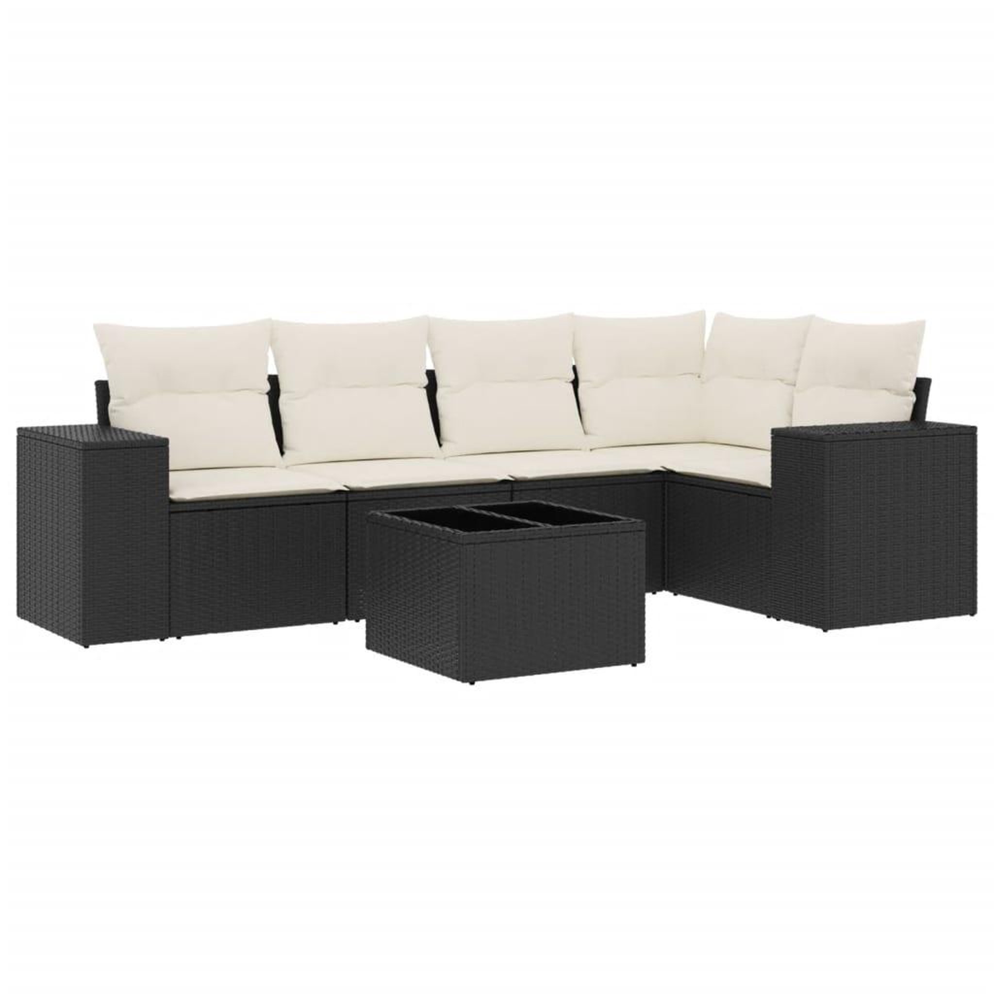 Voir la diapositive 2 : VIDAXL Salon de jardin 6 pcs avec coussins noir resine tressee