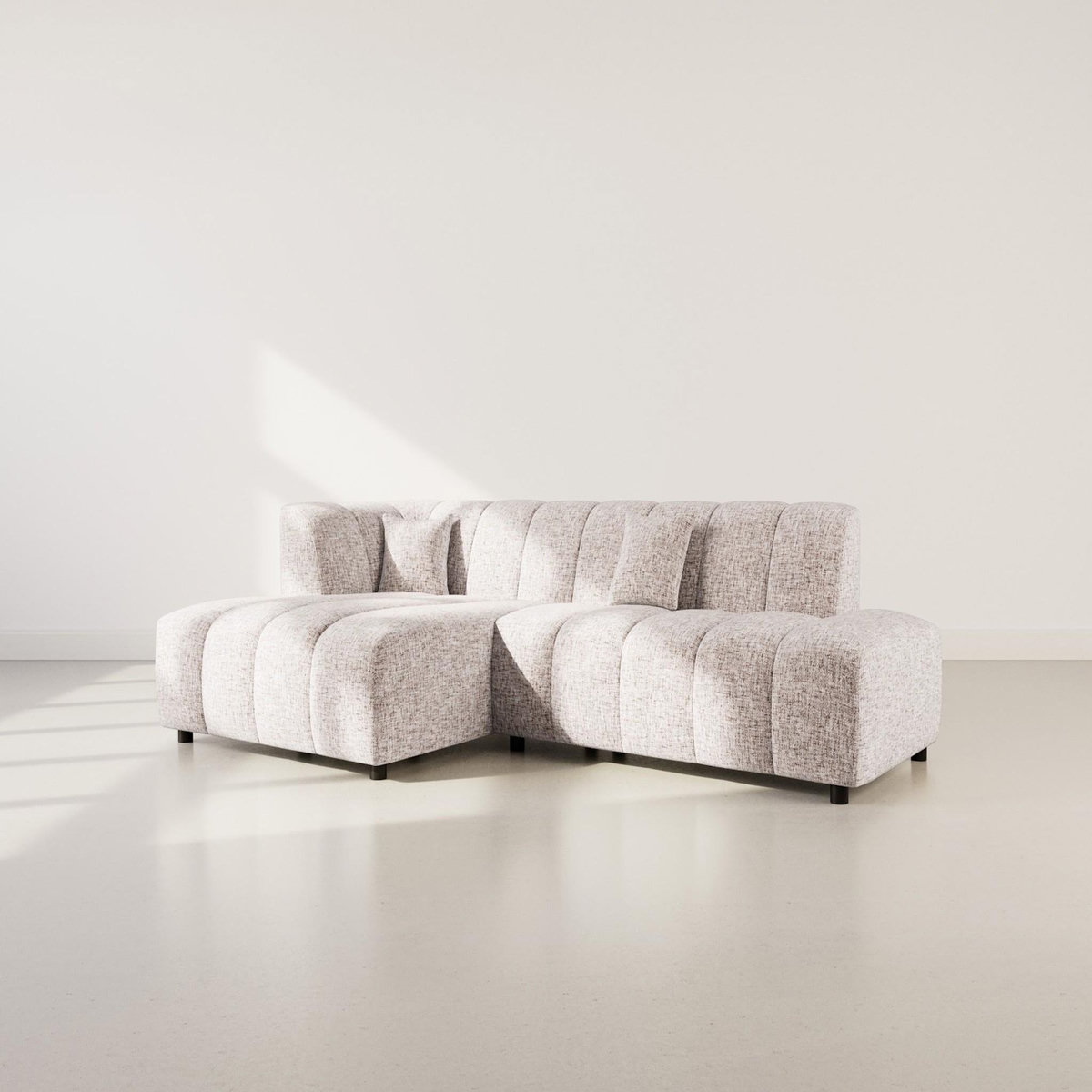 LISA DESIGN Curtis - canapé d'angle gauche 4 places sans accoudoir en tissu texturé