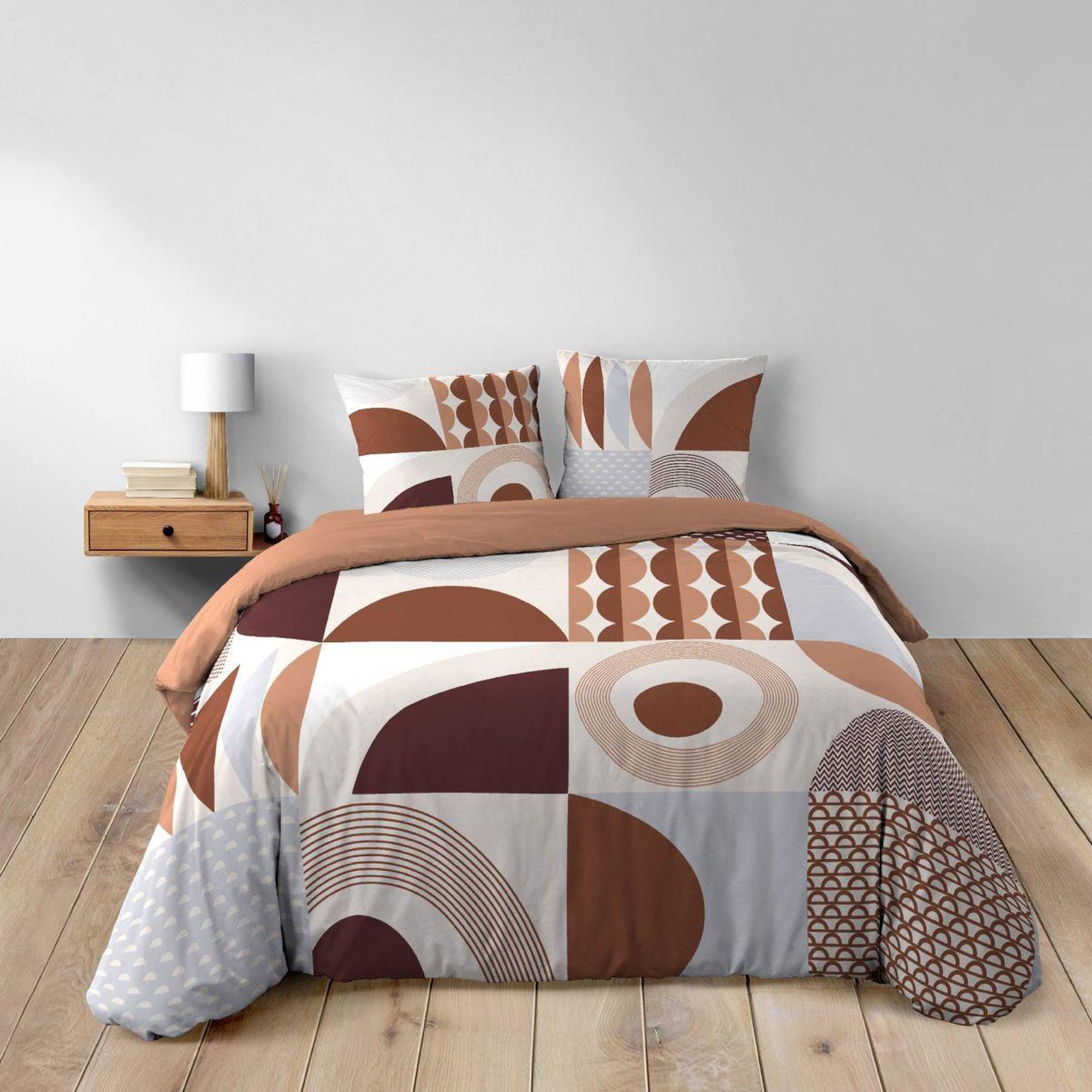 Voir la diapositive 4 : Douceur d'Intérieur Parure de lit 3 pièces  gemma  240x220cm terracotta