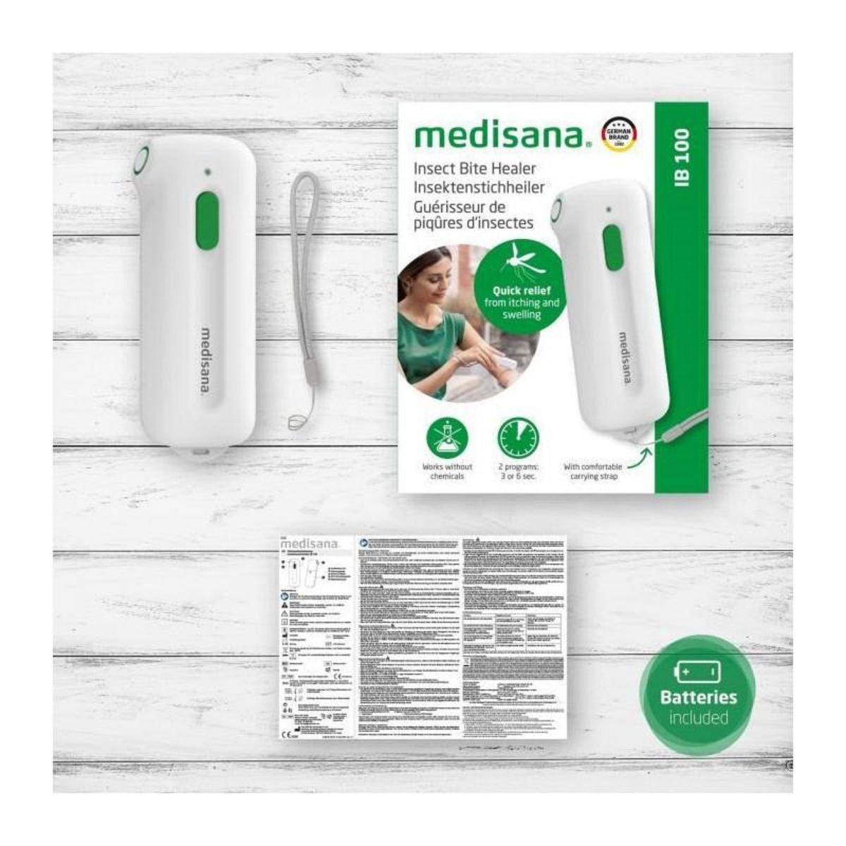 Medisana Appareil soulageant les piqûres d'insectes - Medisana IB 100 - sans produit chimique - peau sensible et normale - Garntie 3 ans