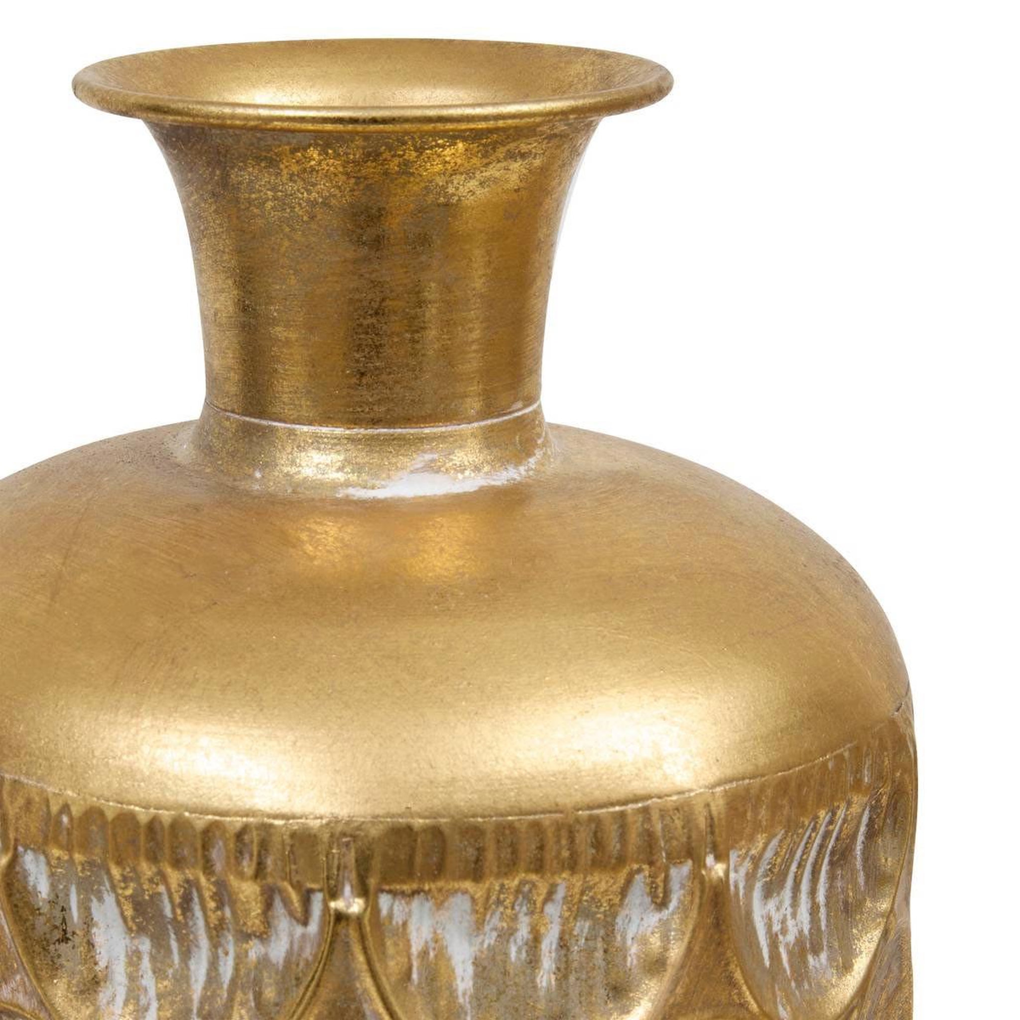 Voir la diapositive 2 : ATMOSPHERA Vase strié en métal  belli  60cm doré