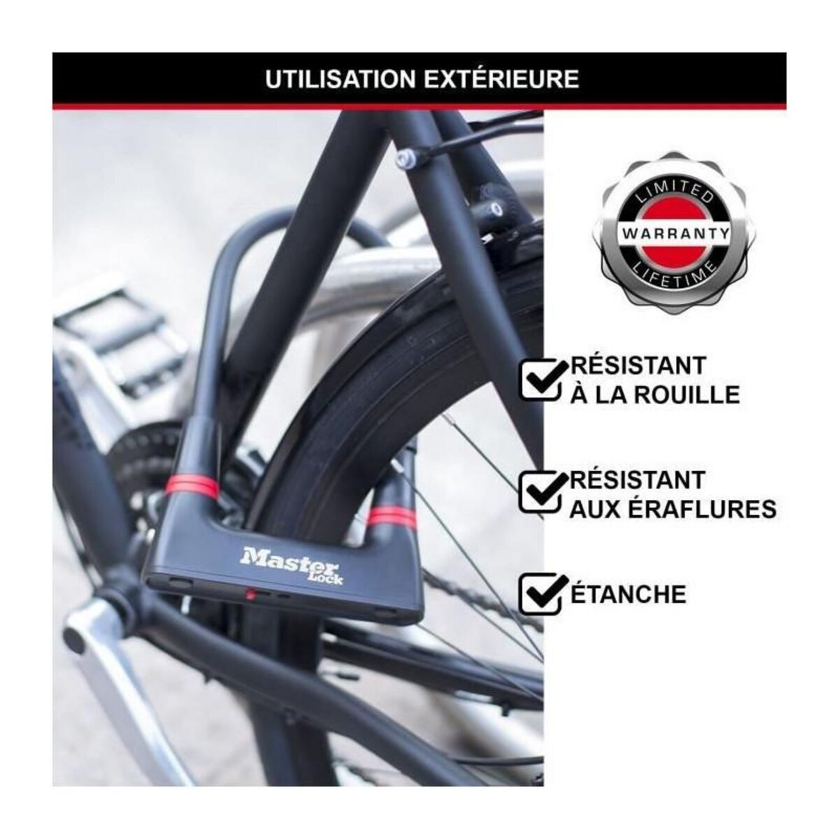 Master lock Antivol Vélo U [A Clé] [Support de Vélo Universel] [Antivol Certifié] 8279EURDPRO