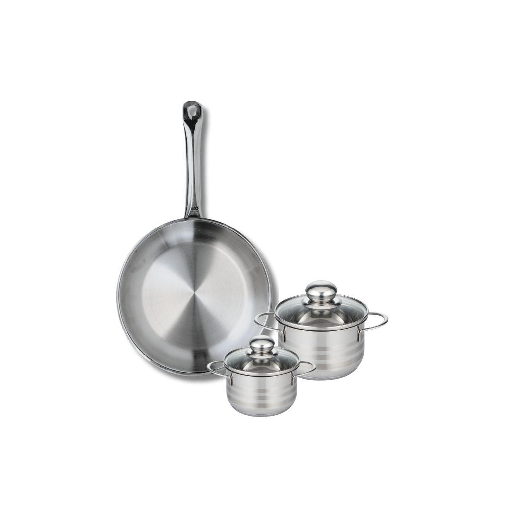 Voir la diapositive 1 : ELO Ensemble de 1 poêle de cuisson 28 cm et 2 faitouts 12 et 14 cm elo profi brillant