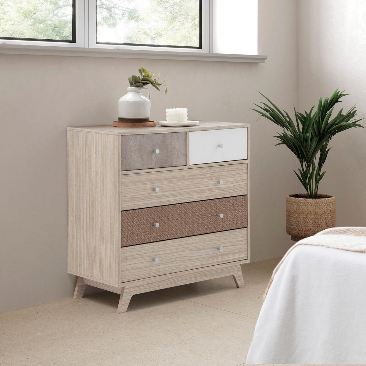 VS VENTA-STOCK Commode de nuit Maia 5 tiroirs multicolores