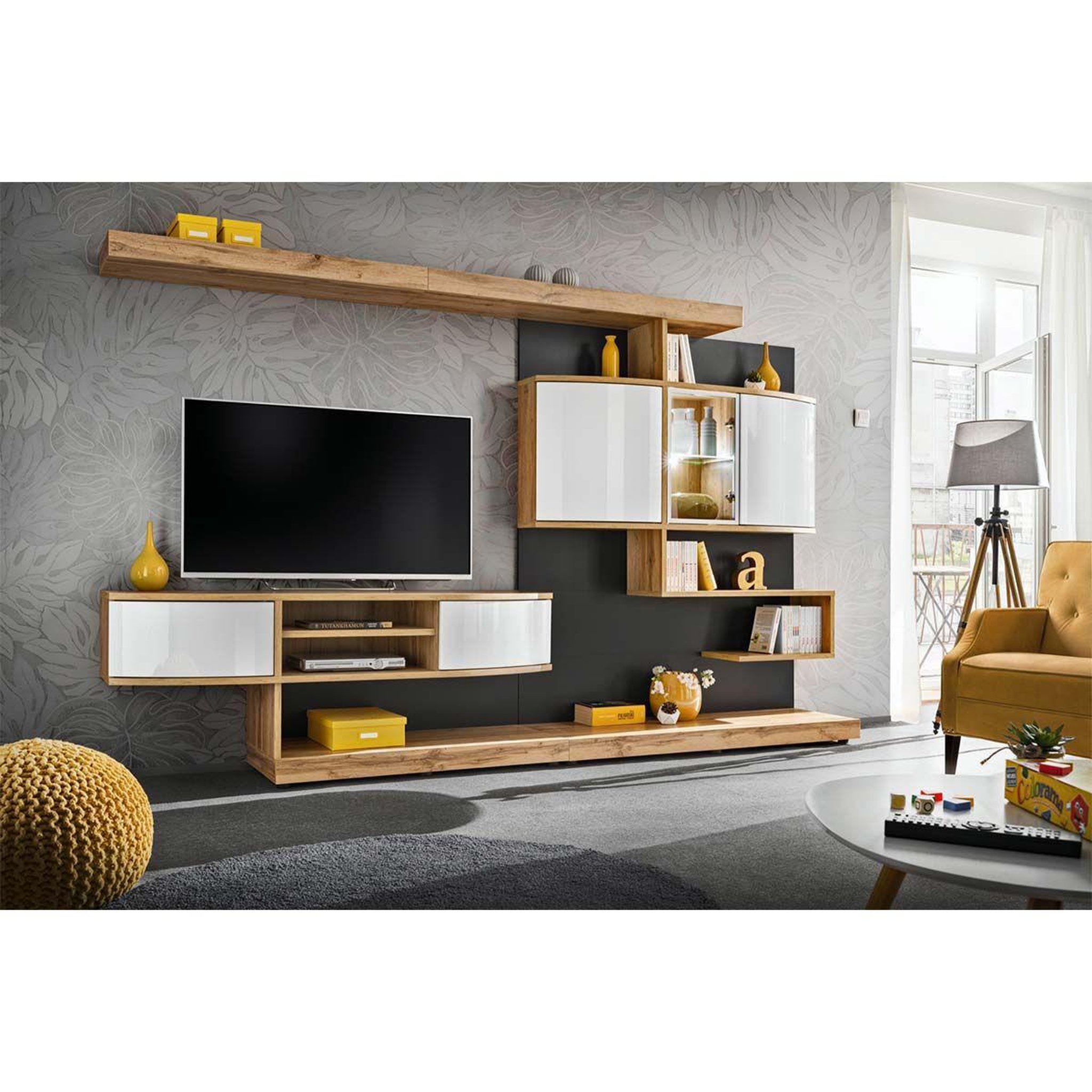 Voir la diapositive 2 : Paris Prix Ensemble meuble tv  palermo  300cm naturel & anthracite