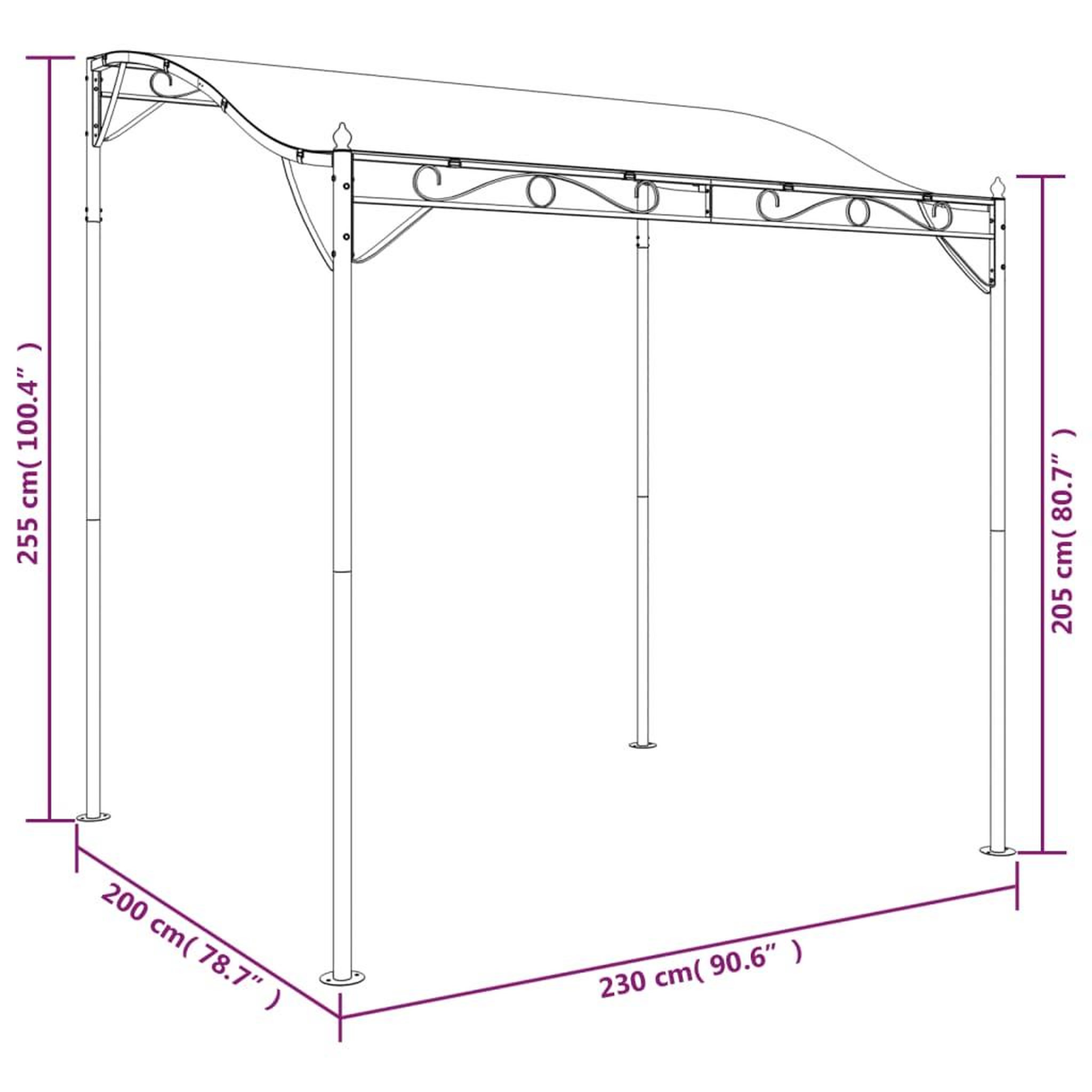 Voir la diapositive 6 : VIDAXL Auvent taupe 2x2,3 m 180 g/m^2 tissu et acier
