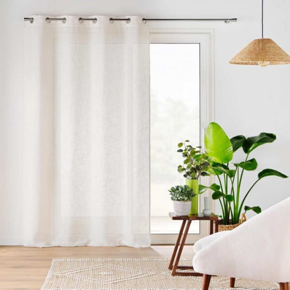 Paris Prix Rideau Voilage à Œillets  Cloris  140x280cm Naturel