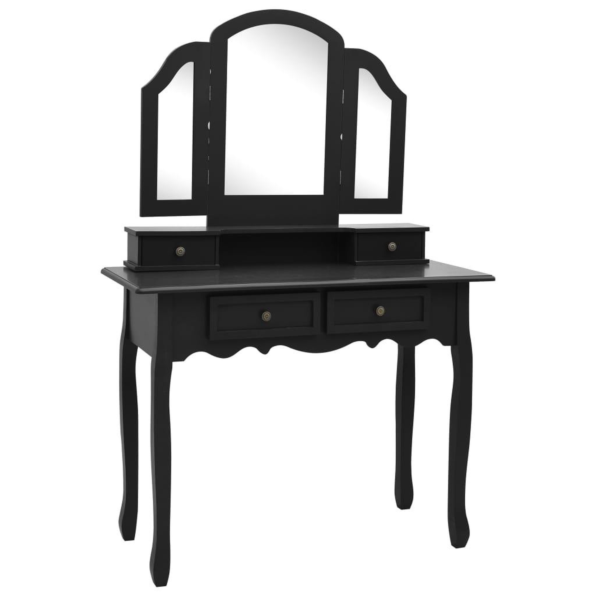 Voir la diapositive 2 : VIDAXL Ensemble de coiffeuse et tabouret Noir 100x40x146 cm Paulownia