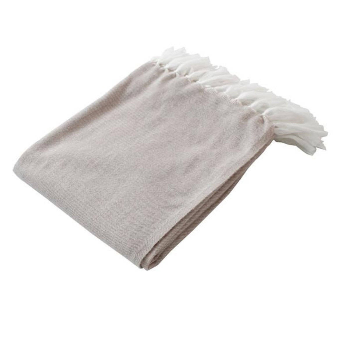 Paris Prix Plaid Uni à Franges  Dobby  130x150cm Beige