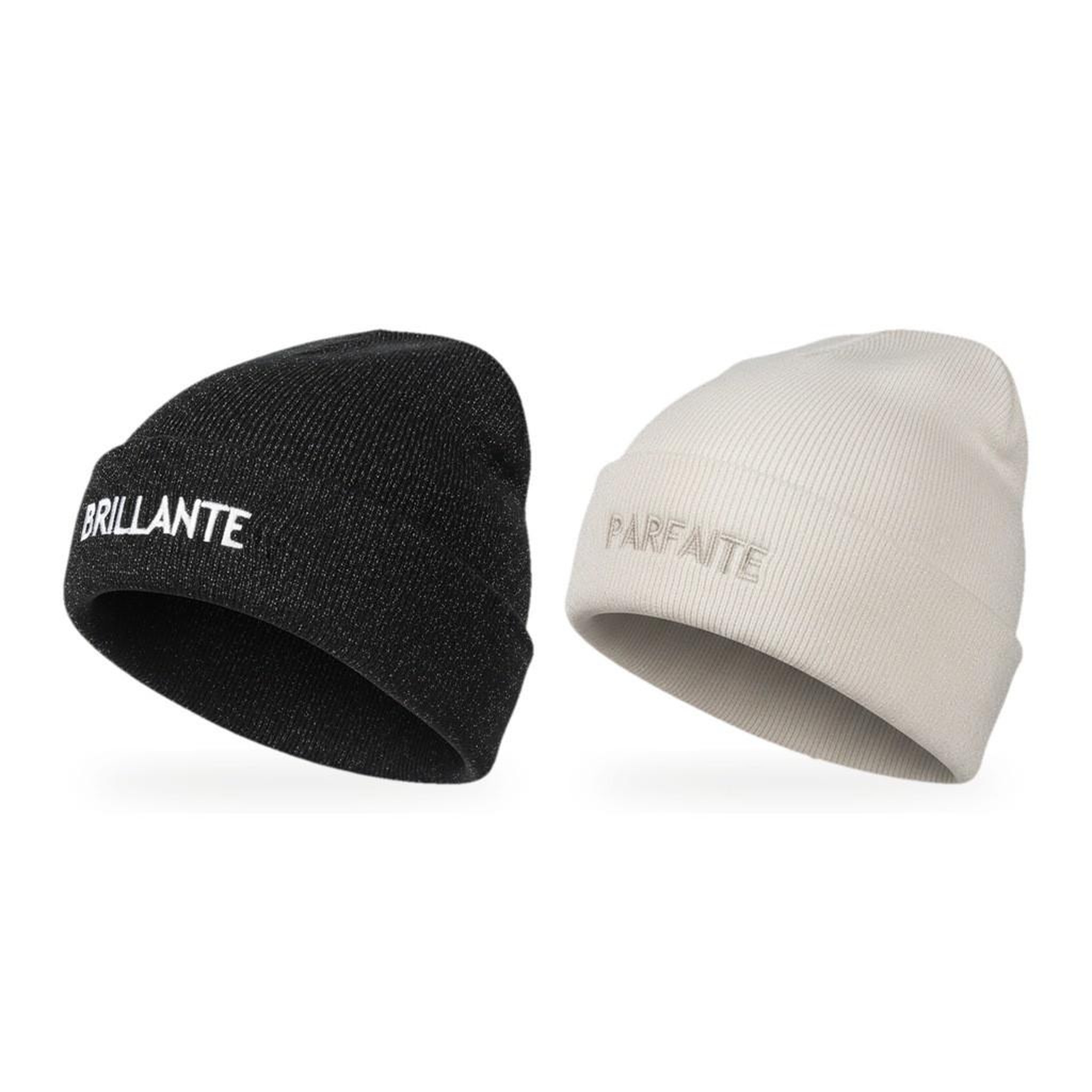 Voir la diapositive 1 : OZABI OZABI Bonnets Femme Fil Lurex Pailleté Message Brodé - Pack de 2 (Lot)