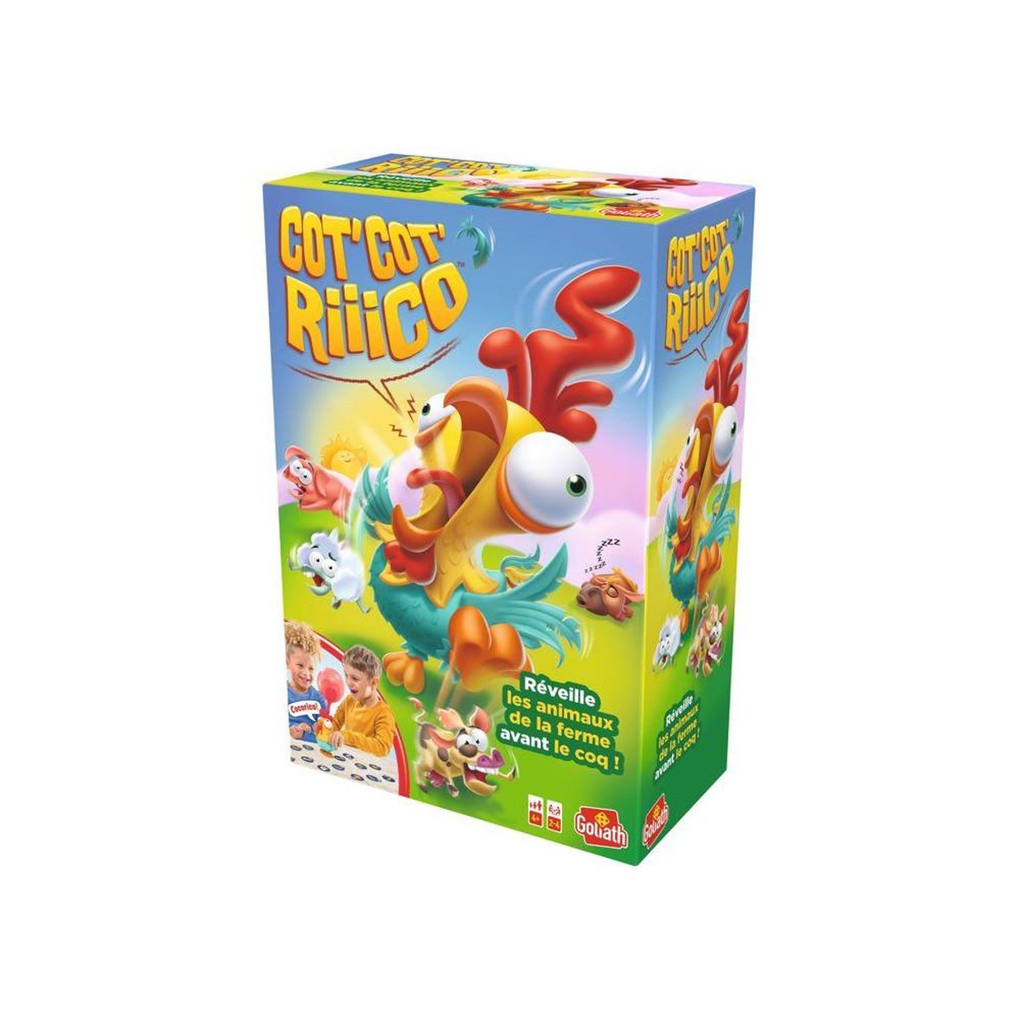 Voir la diapositive 3 : GOLIATH Jeu d'ambiance de société Cot' Cot' Riiico : jeu de plateau fermier à thème poule et animaux, pressez l'aile pour déclencher le chant du coq