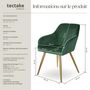 Voir la diapositive 6 : tectake Chaise rembourrée aspect velours vert foncé/or Lot de 4