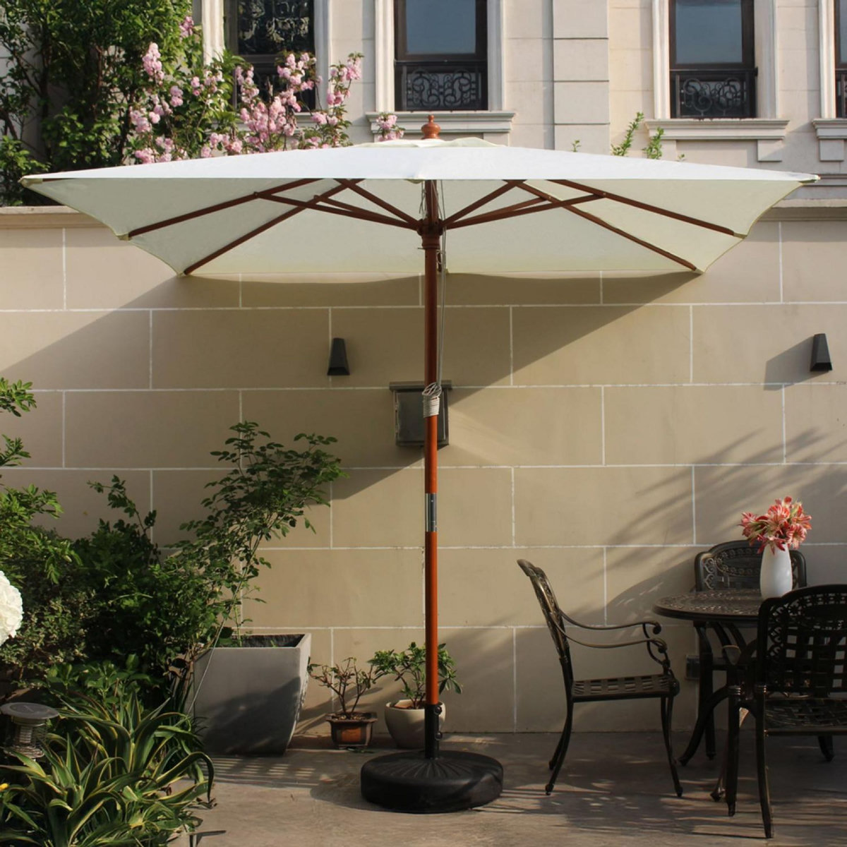 CONCEPT USINE Parasol en bois carré toile écru MATERA