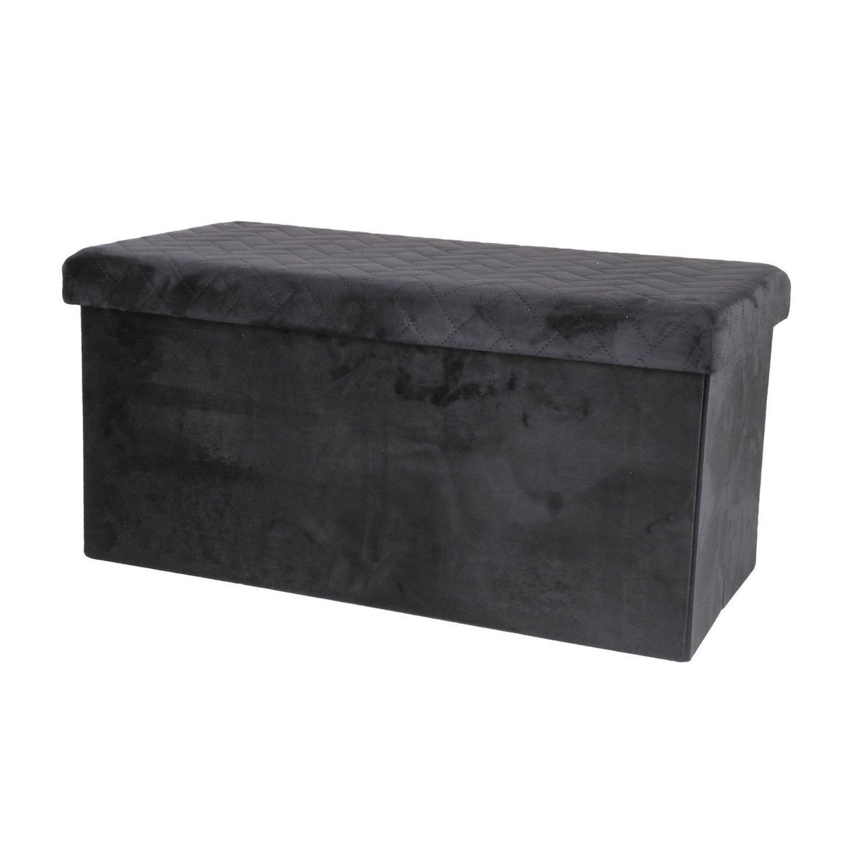 TOILINUX Banc de rangement pliable Kube en velours - Noir